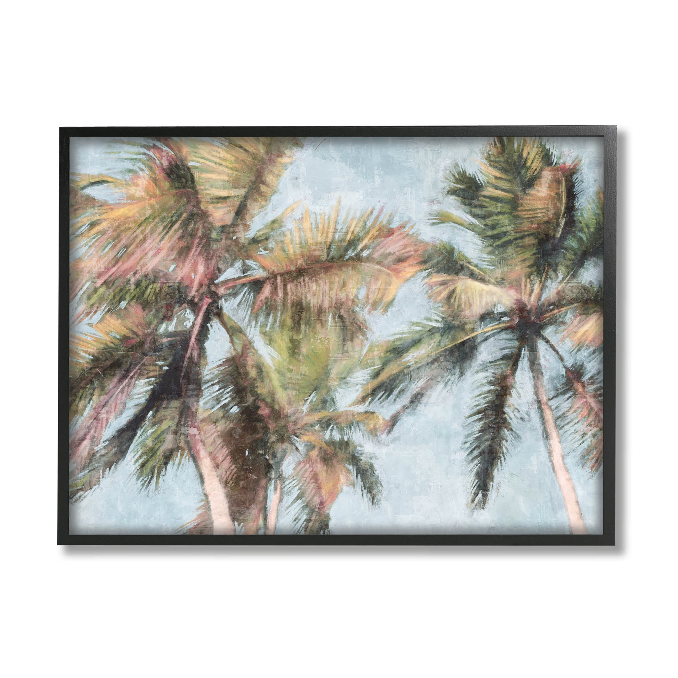 Stupell Industries Tall Looming Breezy Palm Trees Graphic Art Black Framed Art Print Wall Art, Design by Nina Blue
