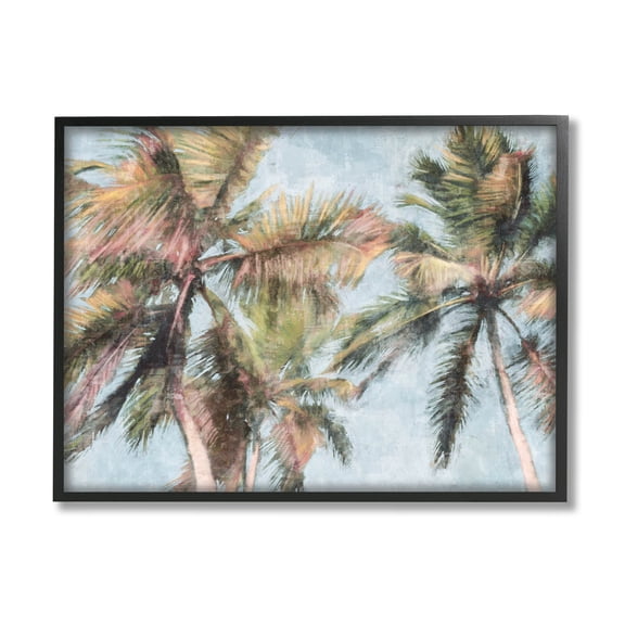 Stupell Industries Tall Looming Breezy Palm Trees Graphic Art Black Framed Art Print Wall Art, Design by Nina Blue