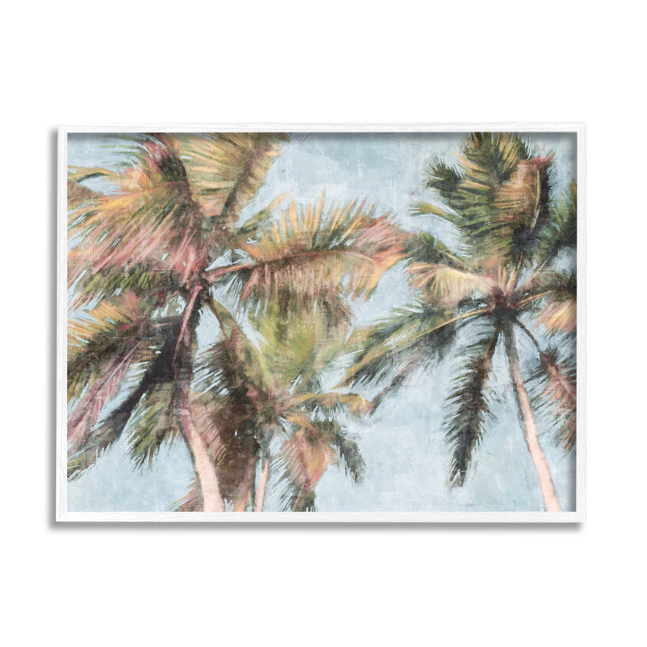 Stupell Industries Tall Looming Breezy Palm Trees Graphic Art White Framed Art Print Wall Art, Design by Nina Blue