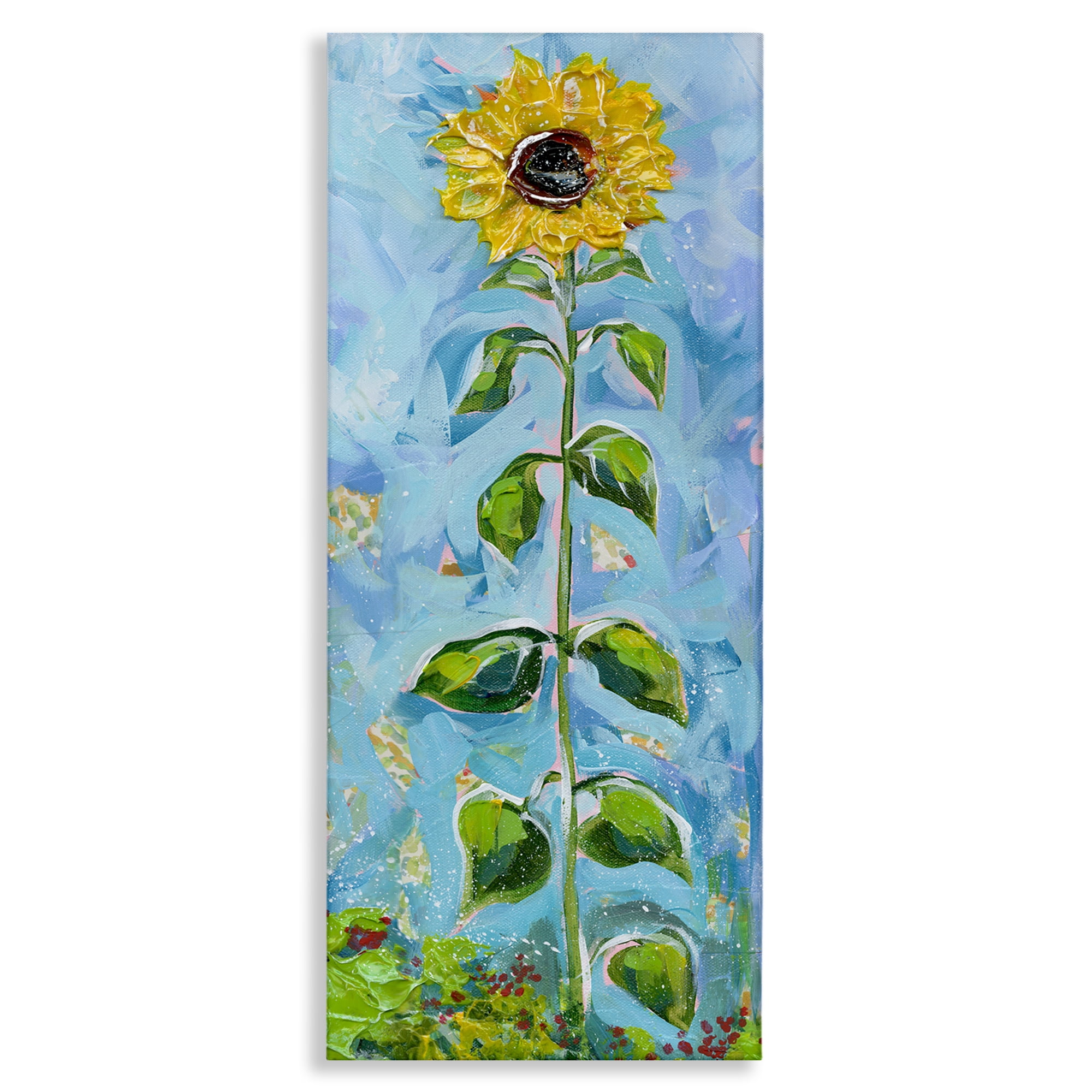 Stupell Industries Tall Looming Sunflower Plants & Flowers Painting Wrapped Canvas Art Print Wall Art, 10 x 24