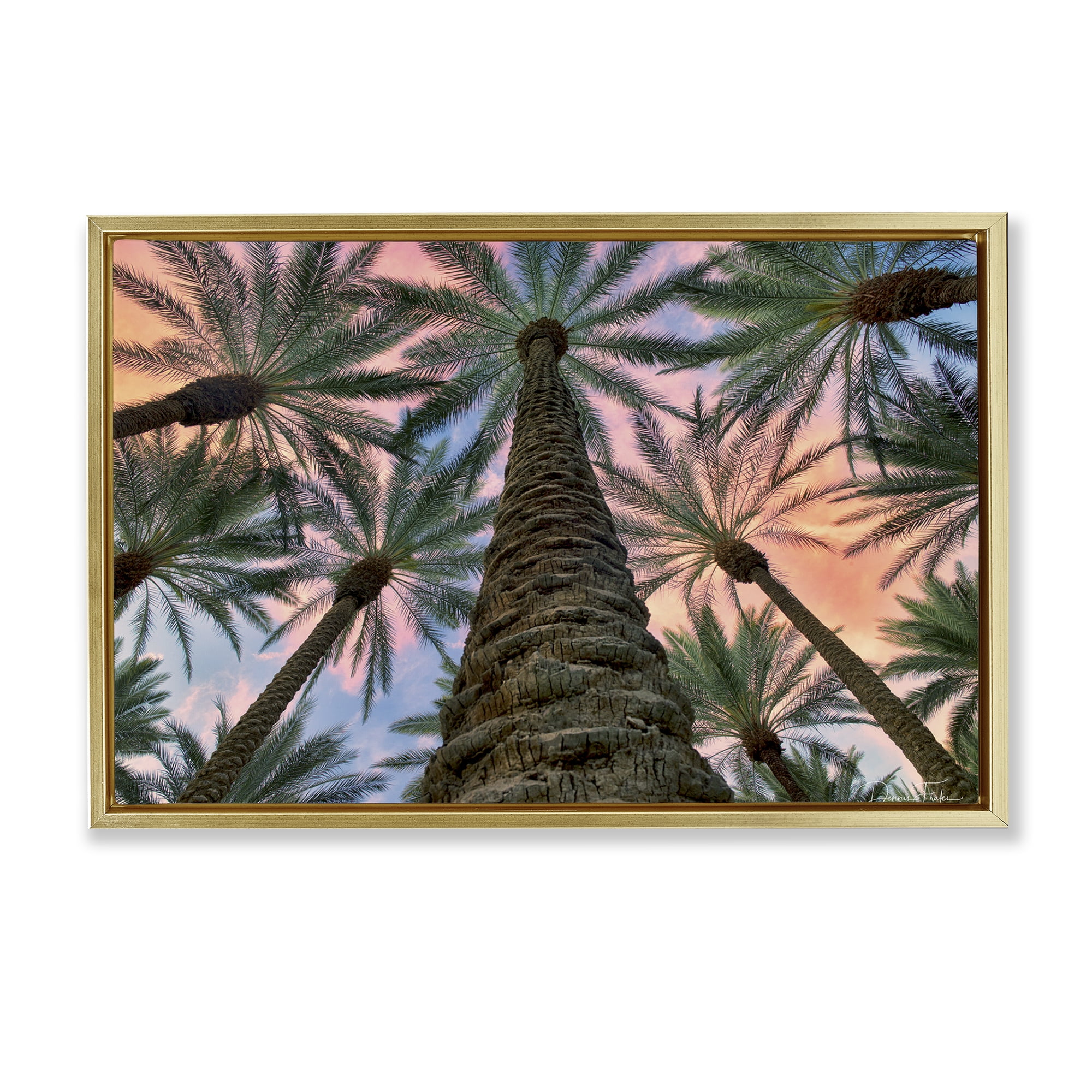 Stupell Industries Tall Overhead Palms Plants & Flowers Photography Gold Floater Framed Canvas Art Print Wall Art, 31 x 21
