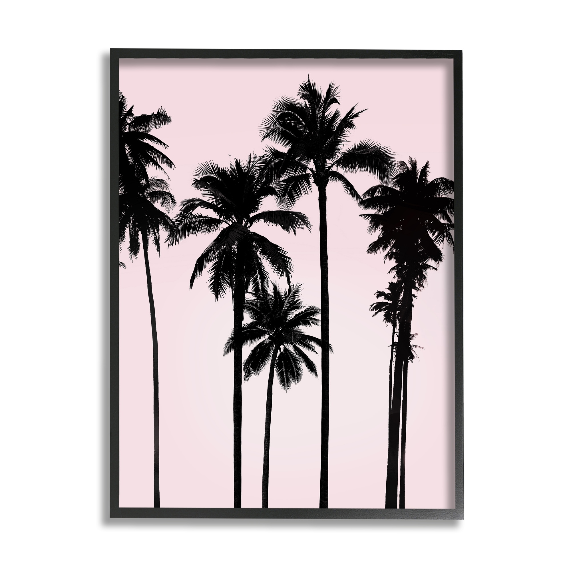 Stupell Industries Tall Palm Tree Silhouettes Soft Tropical Pink Sky, 11 x 14,Design by Mia Jensen