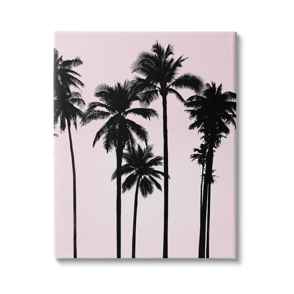 Stupell Industries Tall Palm Tree Silhouettes Soft Tropical Pink Sky, 24 x 30,Design by Mia Jensen