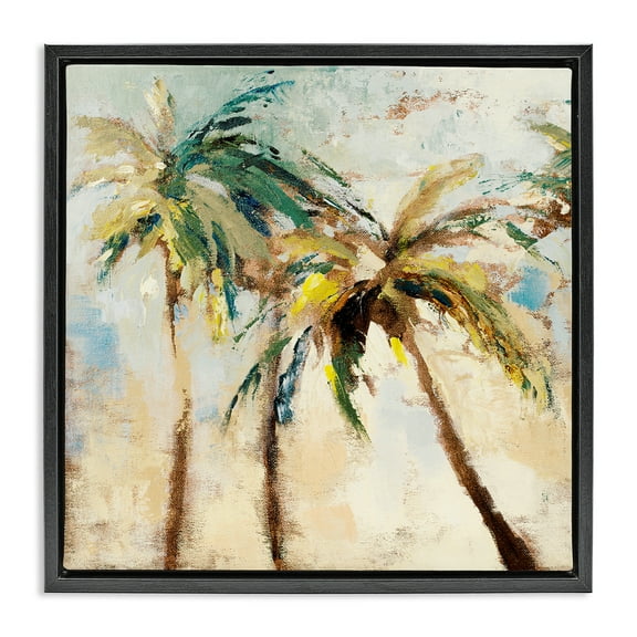 Stupell Industries Tall Palm Trees Abstract Botanical & Floral Painting Black Floater Framed Canvas Art Print Wall Art, 18 x 18