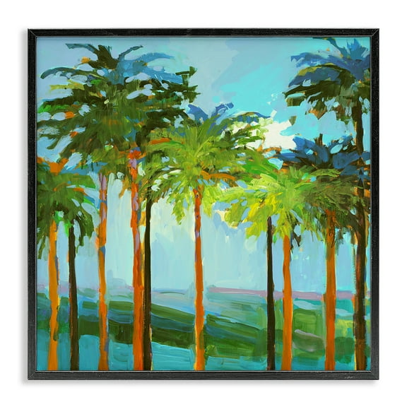 Stupell Industries Tall Palms Abstraction Coastal Painting Black Framed Art Print Wall Art, 12 x 12
