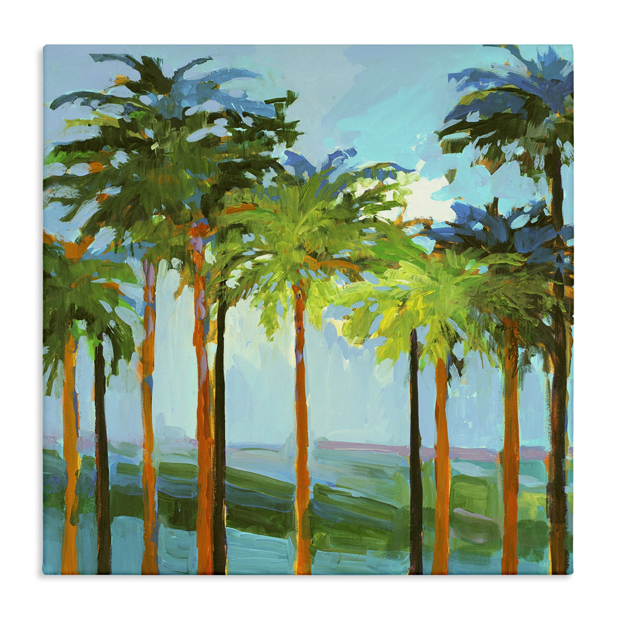 Stupell Industries Tall Palms Abstraction Coastal Painting Gallery Wrapped Canvas Art Print Wall Art, 30 x 30