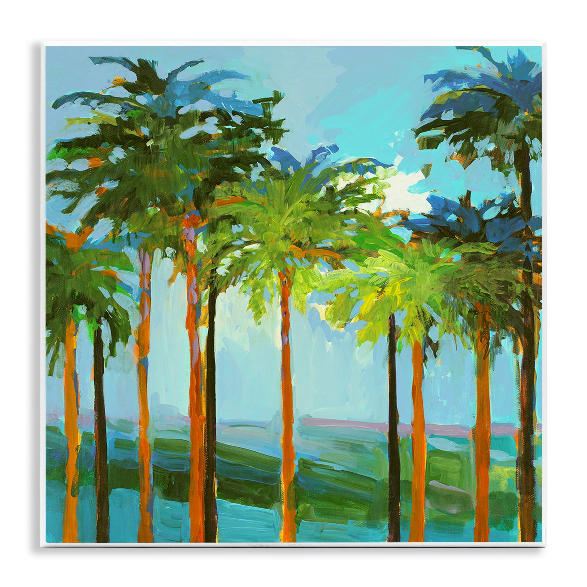 Stupell Industries Tall Palms Abstraction Coastal Painting Unframed Art Print Wall Art, 12 x 12