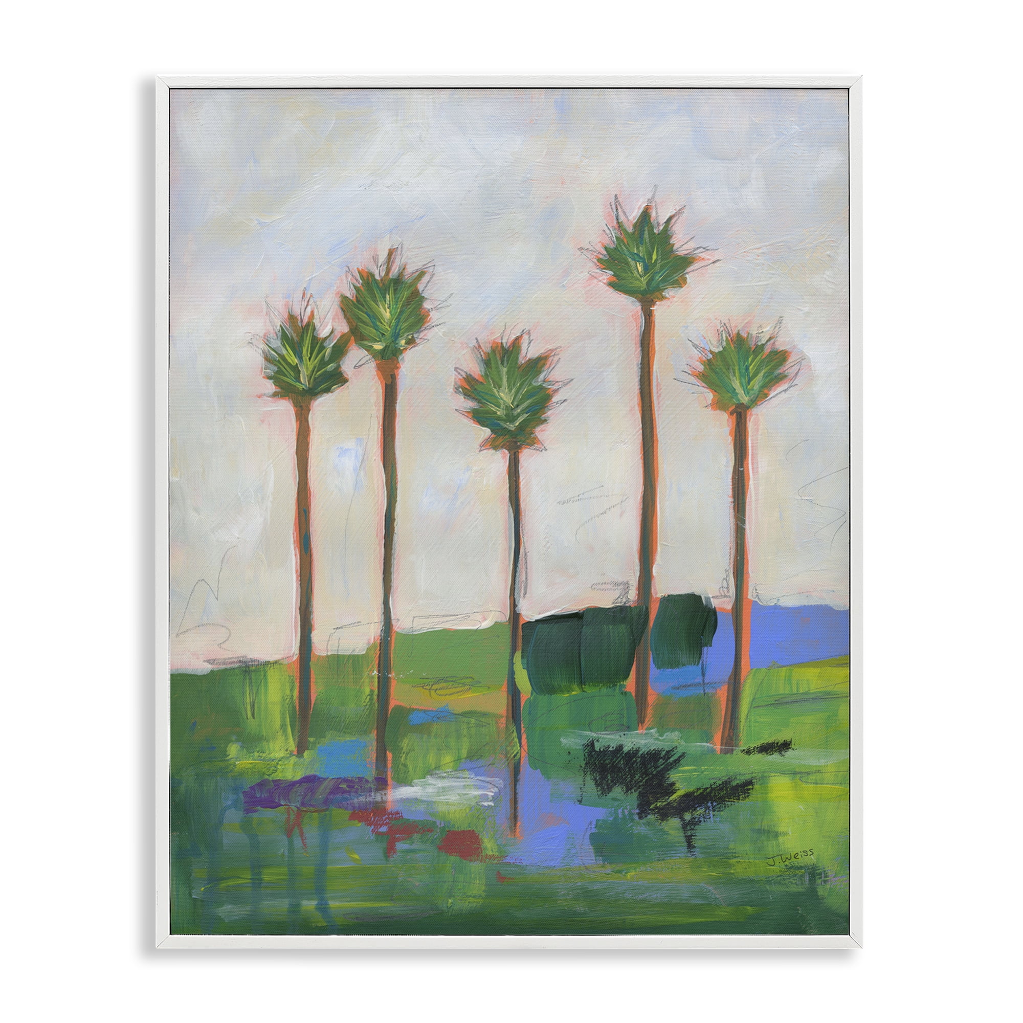 Stupell Industries Tall Palms Impression Landscape & Nature Painting White Framed Art Print Wall Art, 24 x 30