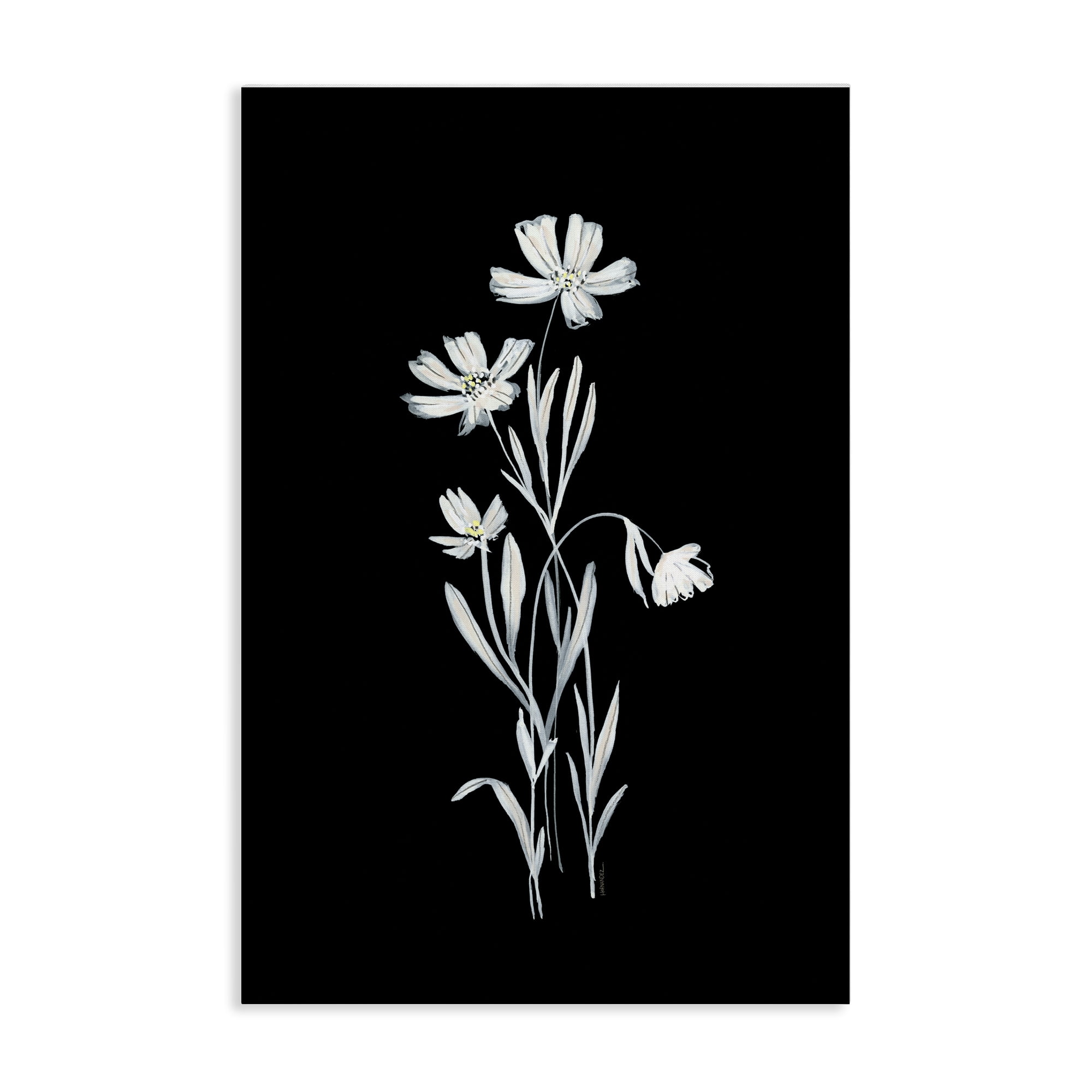 Stupell Industries Tall Stems on Black Plants & Flowers Painting Wrapped Canvas Art Print Wall Art, 24 x 36