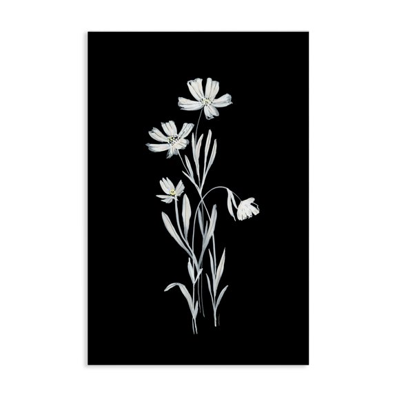 Stupell Industries Tall Stems on Black Plants & Flowers Painting Wrapped Canvas Art Print Wall Art, 24 x 36