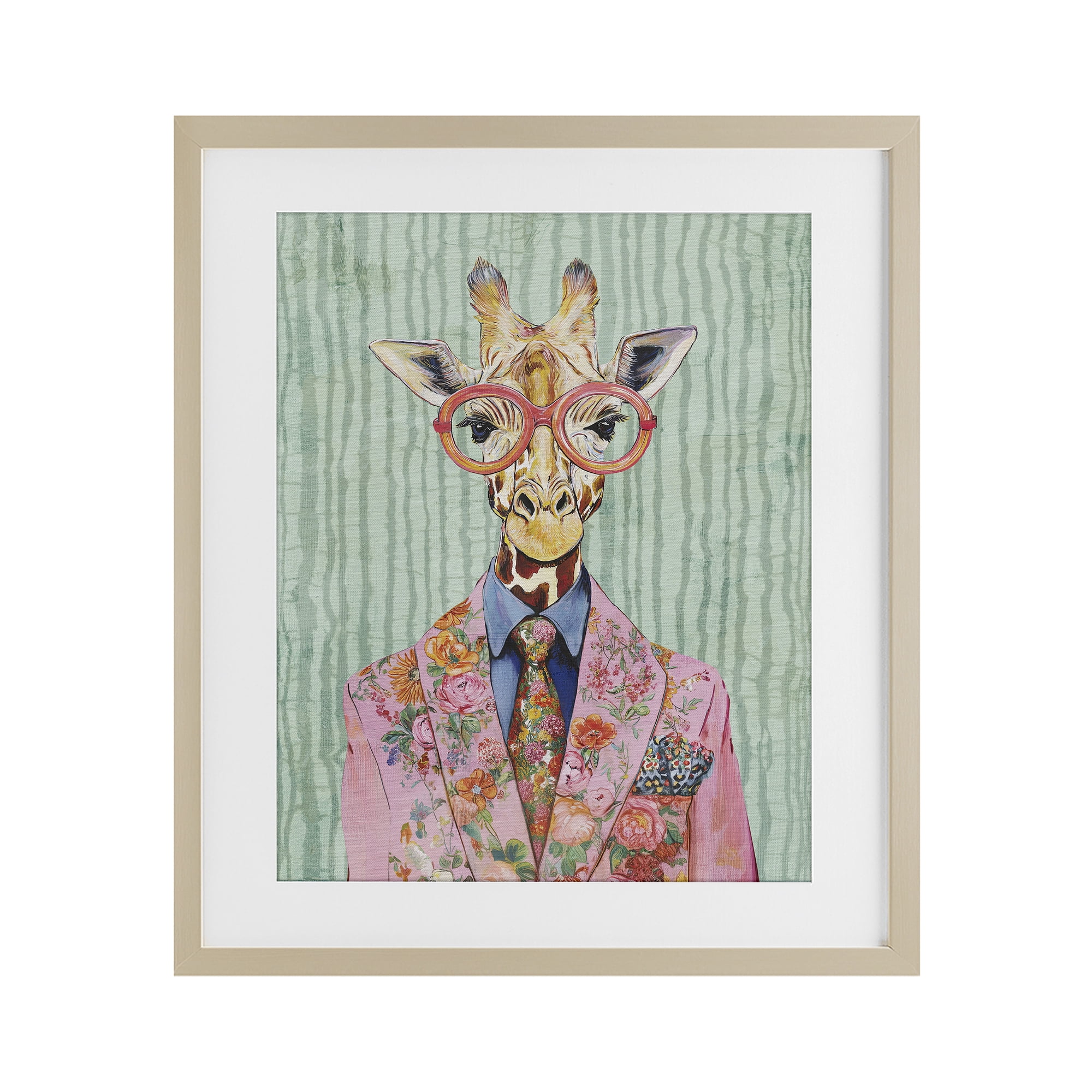 Stupell Industries Tall Stylish Giraffe Birch Framed Print Under Glass, design by Svetlana Aleynikova