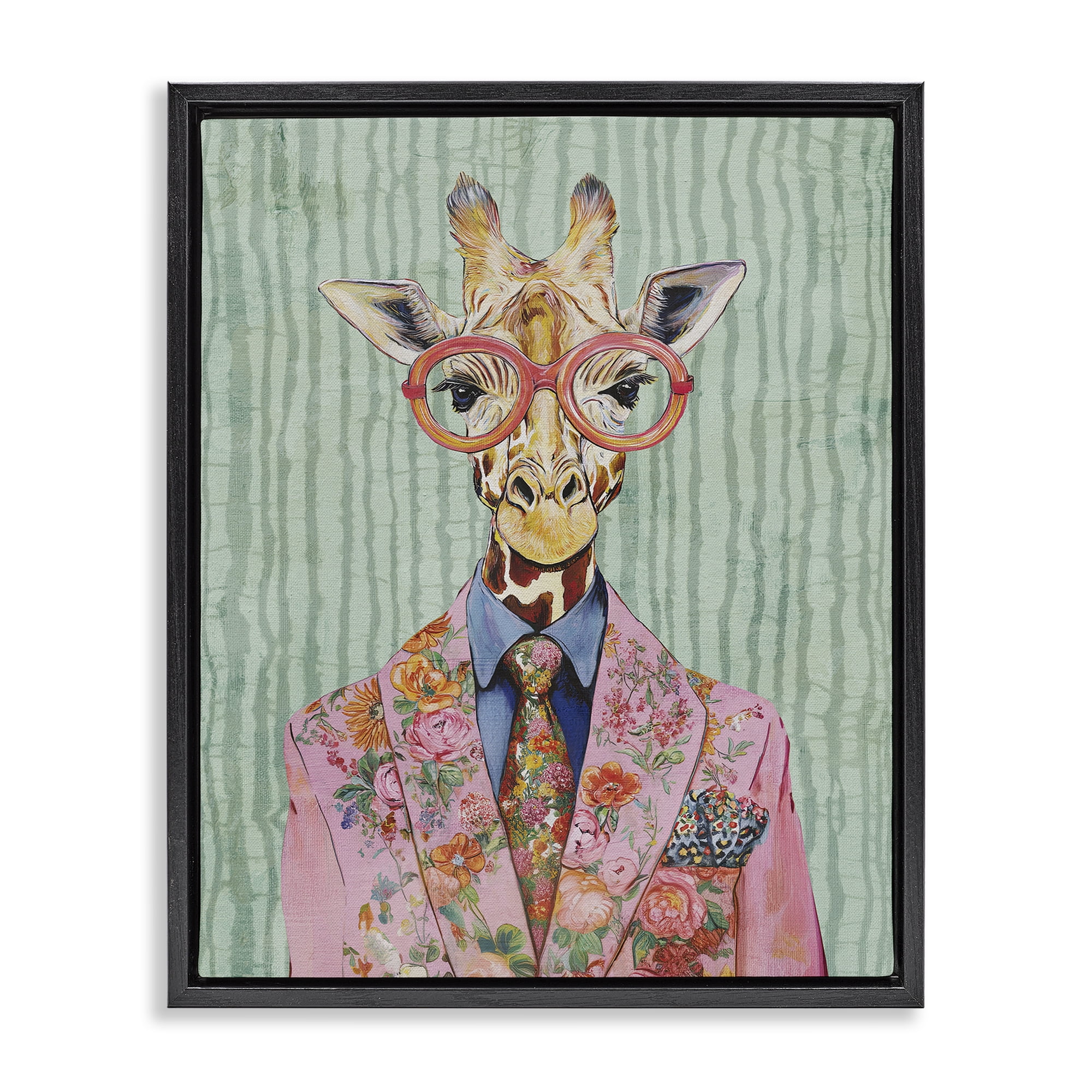 Stupell Industries Tall Stylish Giraffe Black Framed Floater Canvas Wall Art, design by Svetlana Aleynikova