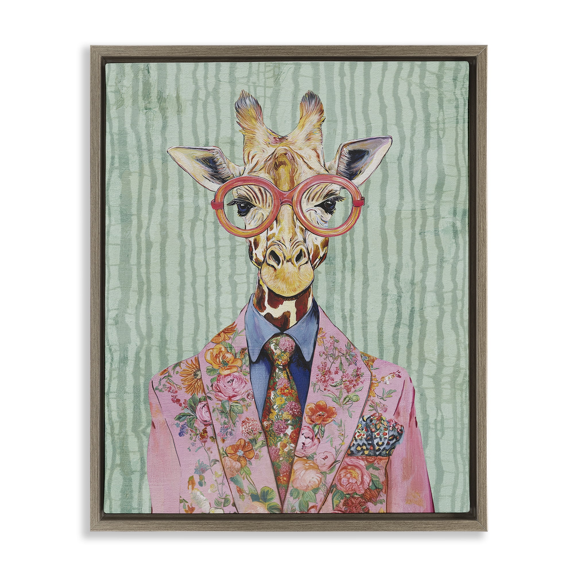 Stupell Industries Tall Stylish Giraffe Brown Framed Floater Canvas Wall Art, design by Svetlana Aleynikova