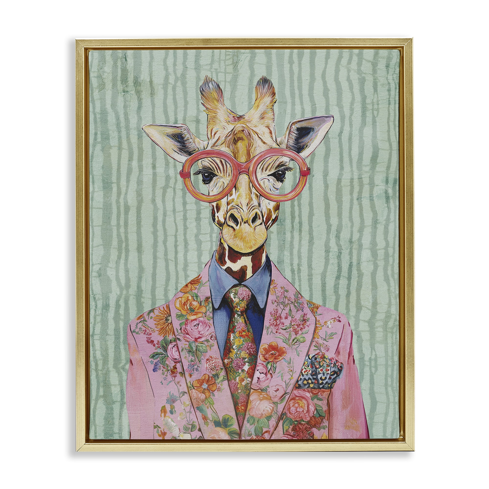 Stupell Industries Tall Stylish Giraffe Gold Framed Floater Canvas Wall Art, design by Svetlana Aleynikova
