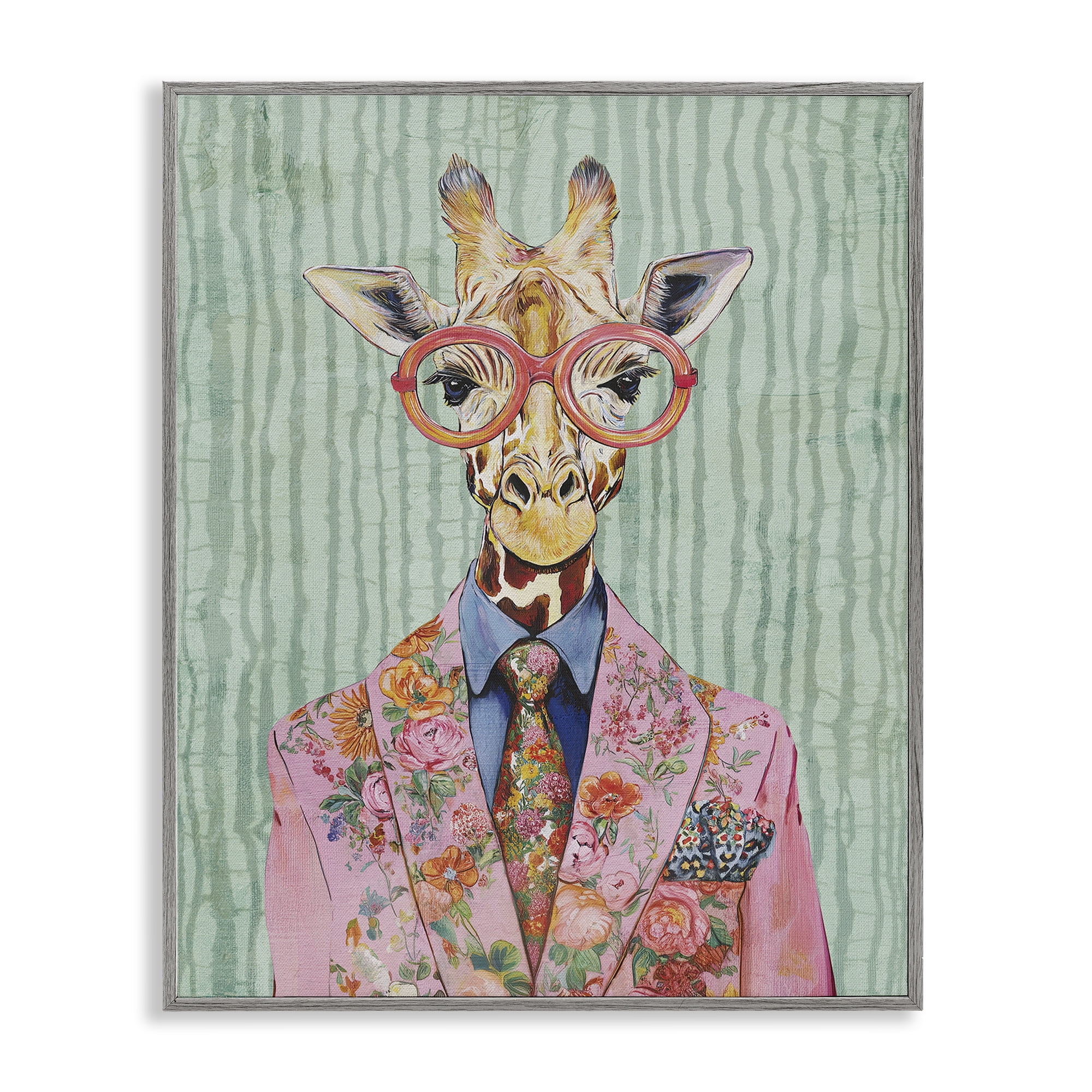 Stupell Industries Tall Stylish Giraffe Gray Framed Giclee Art, design by Svetlana Aleynikova