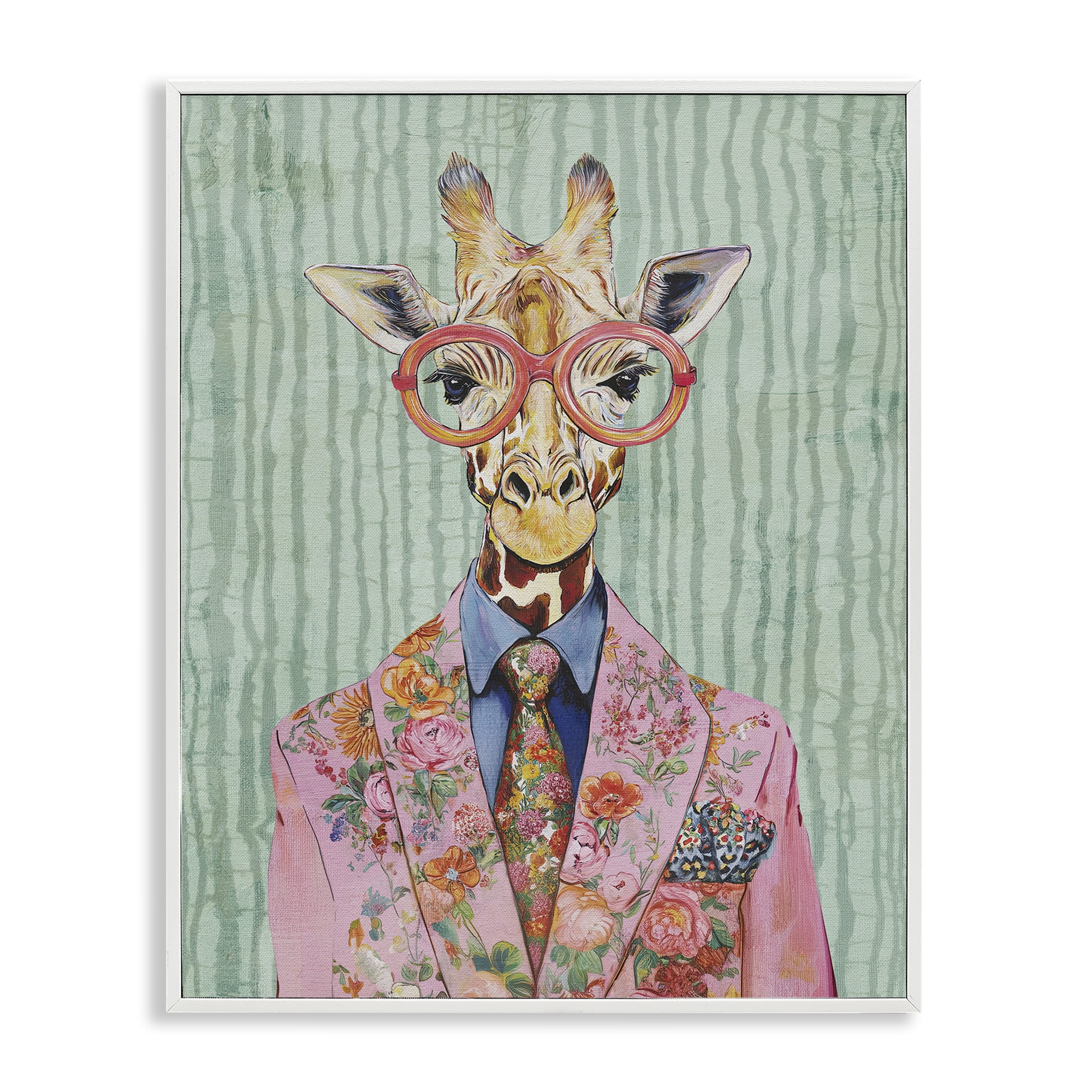 Stupell Industries Tall Stylish Giraffe White Framed Giclee Art, design by Svetlana Aleynikova