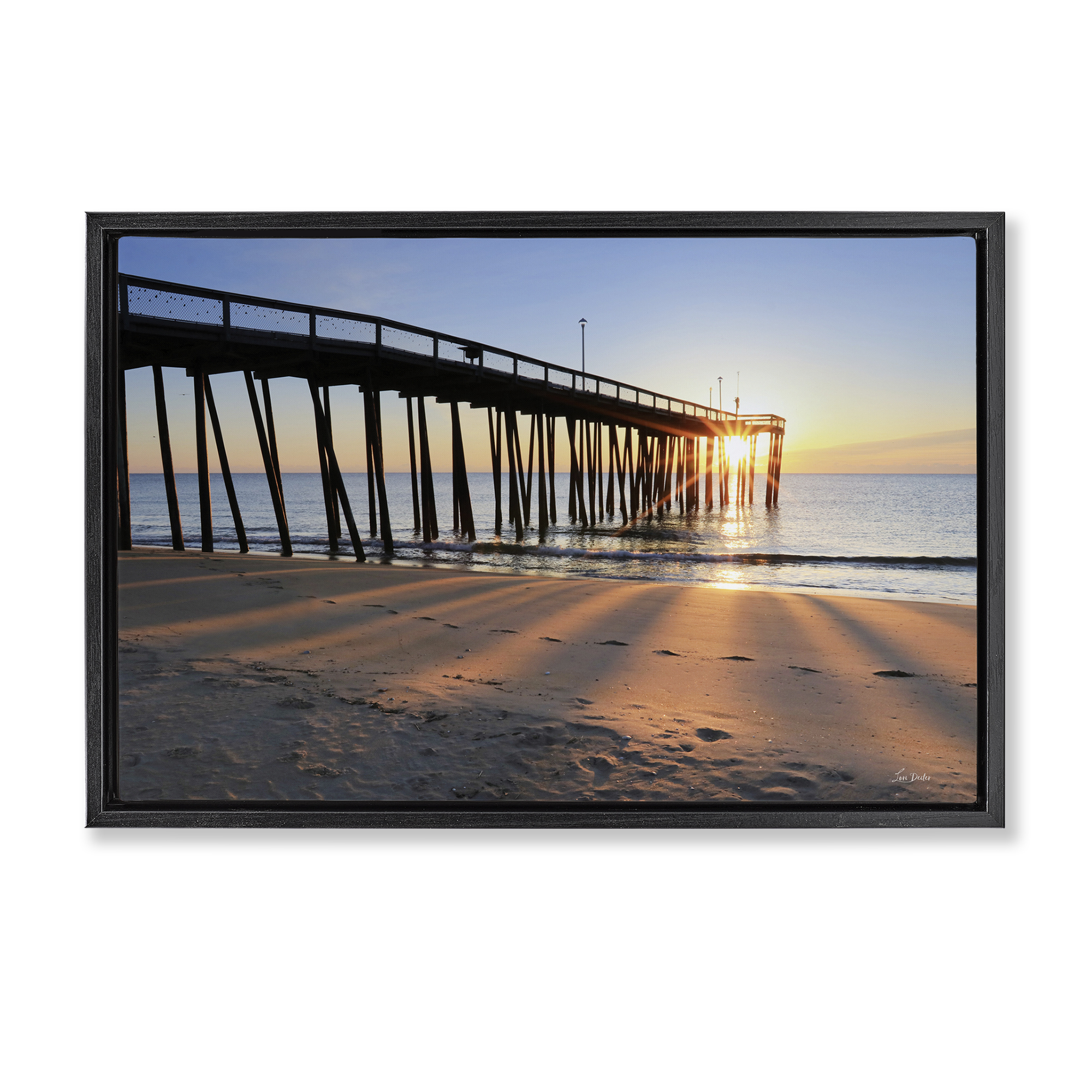 Stupell Industries Tall Sunlit Dock Landscape & Nature Photography Black Floater Framed Canvas Art Print Wall Art, 31 x 21