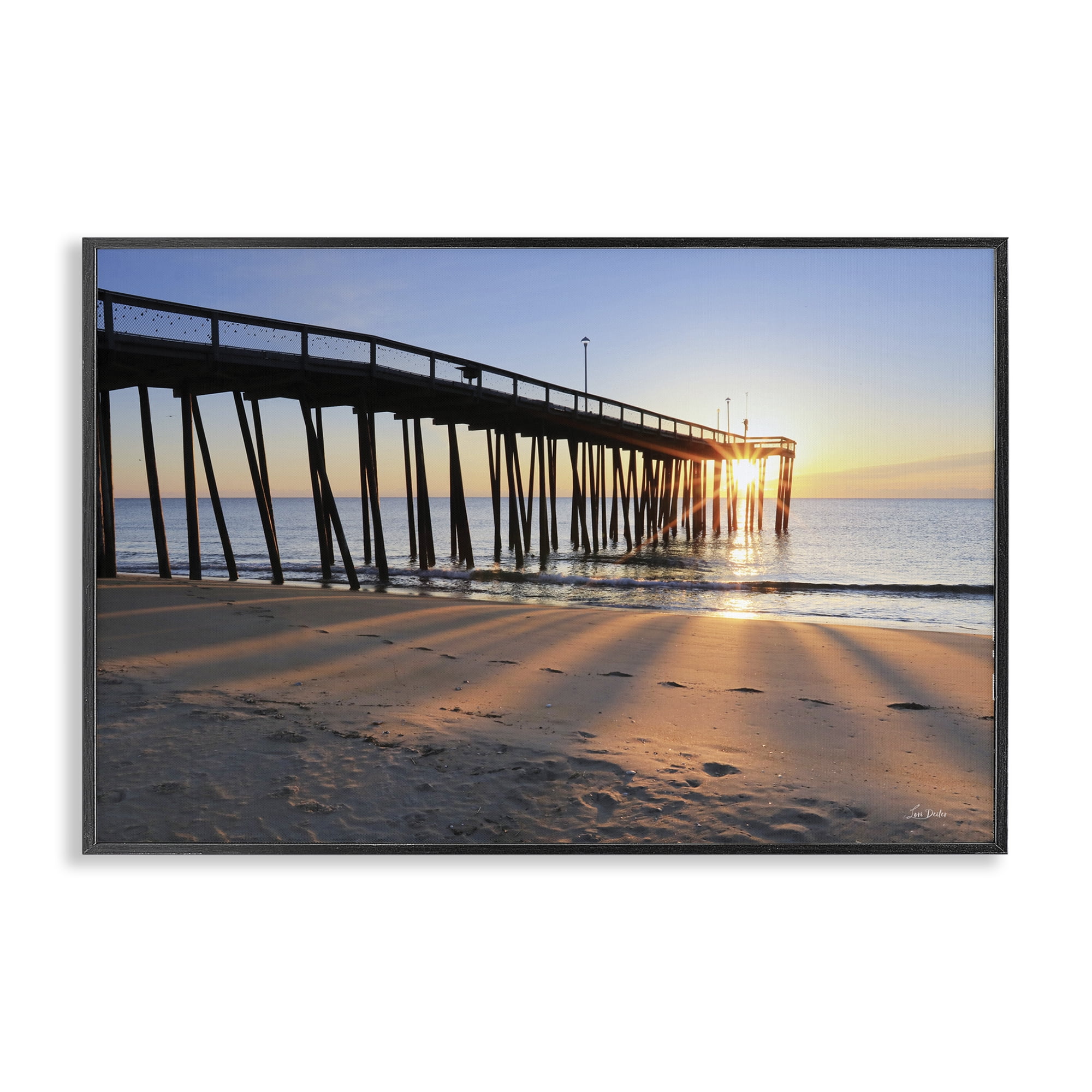 Stupell Industries Tall Sunlit Dock Landscape & Nature Photography Black Framed Art Print Wall Art, 24 x 16