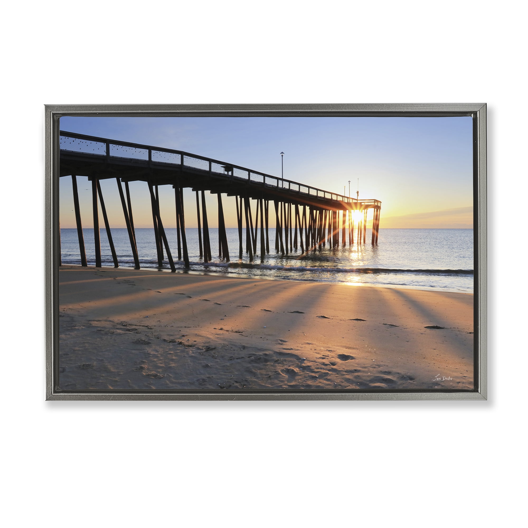 Stupell Industries Tall Sunlit Dock Landscape & Nature Photography Gray Floater Framed Canvas Art Print Wall Art, 31 x 21