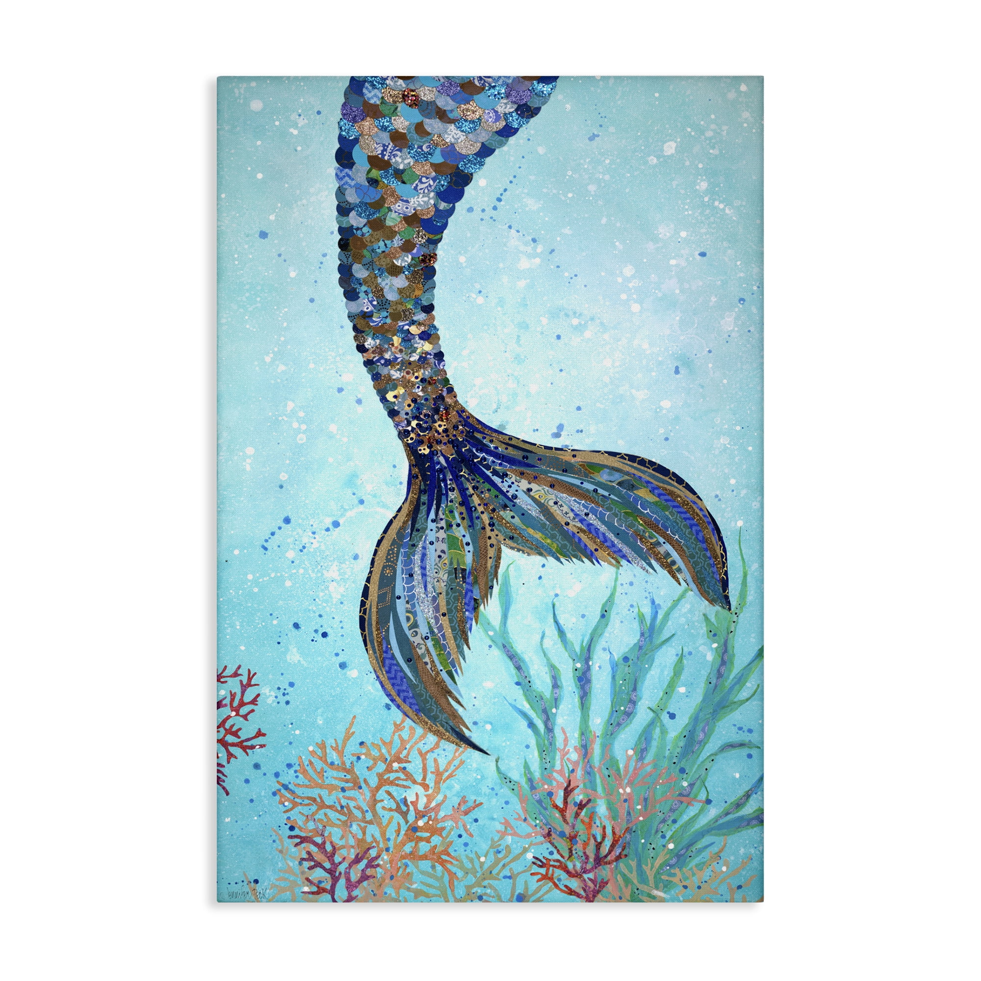 Stupell Industries Tall Tails Mermaid Fairy Tales & Fantasy Painting Gallery Wrapped Canvas Art Print Wall Art, 30 x 45