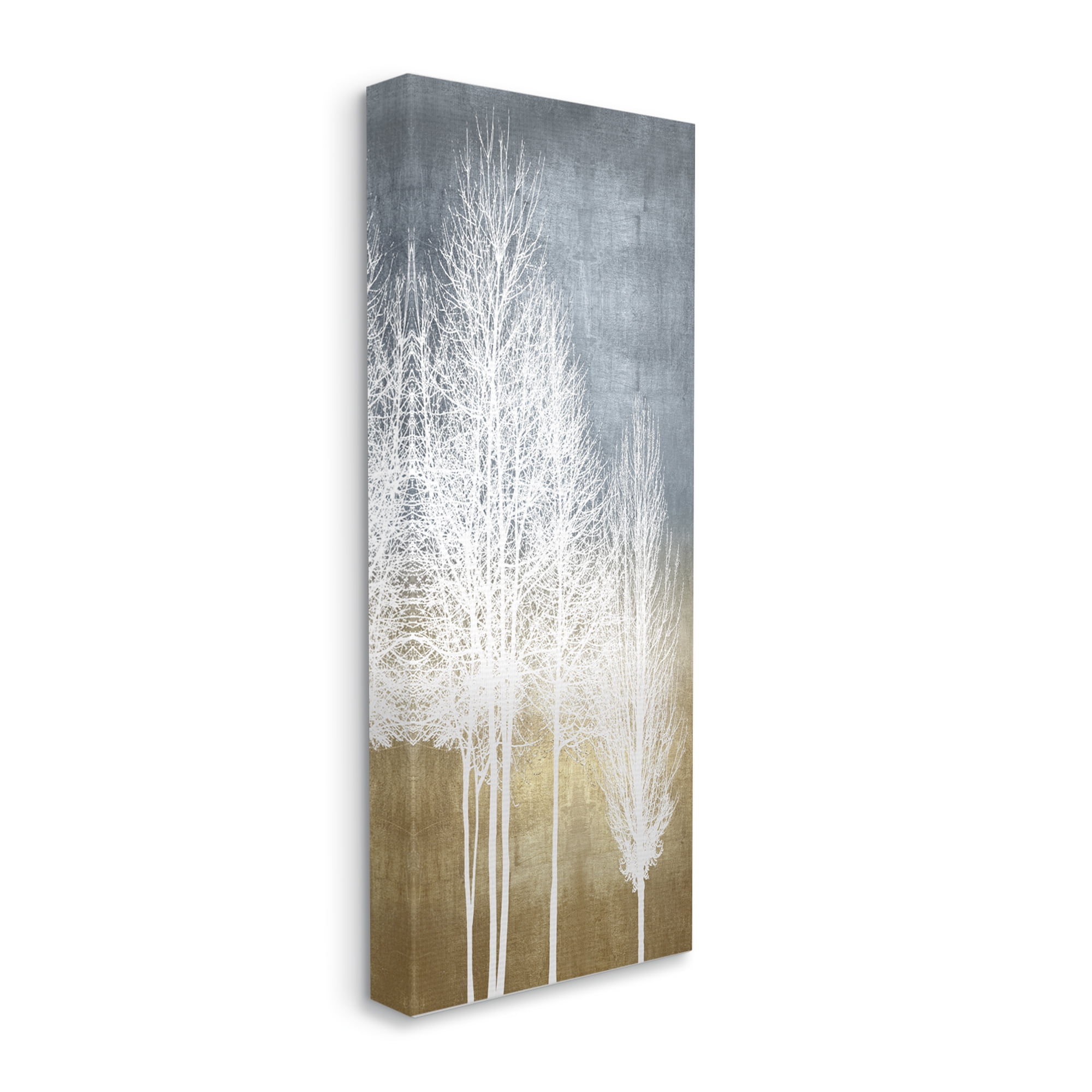 Tall White Tree Line Abstract Canvas Wall Art