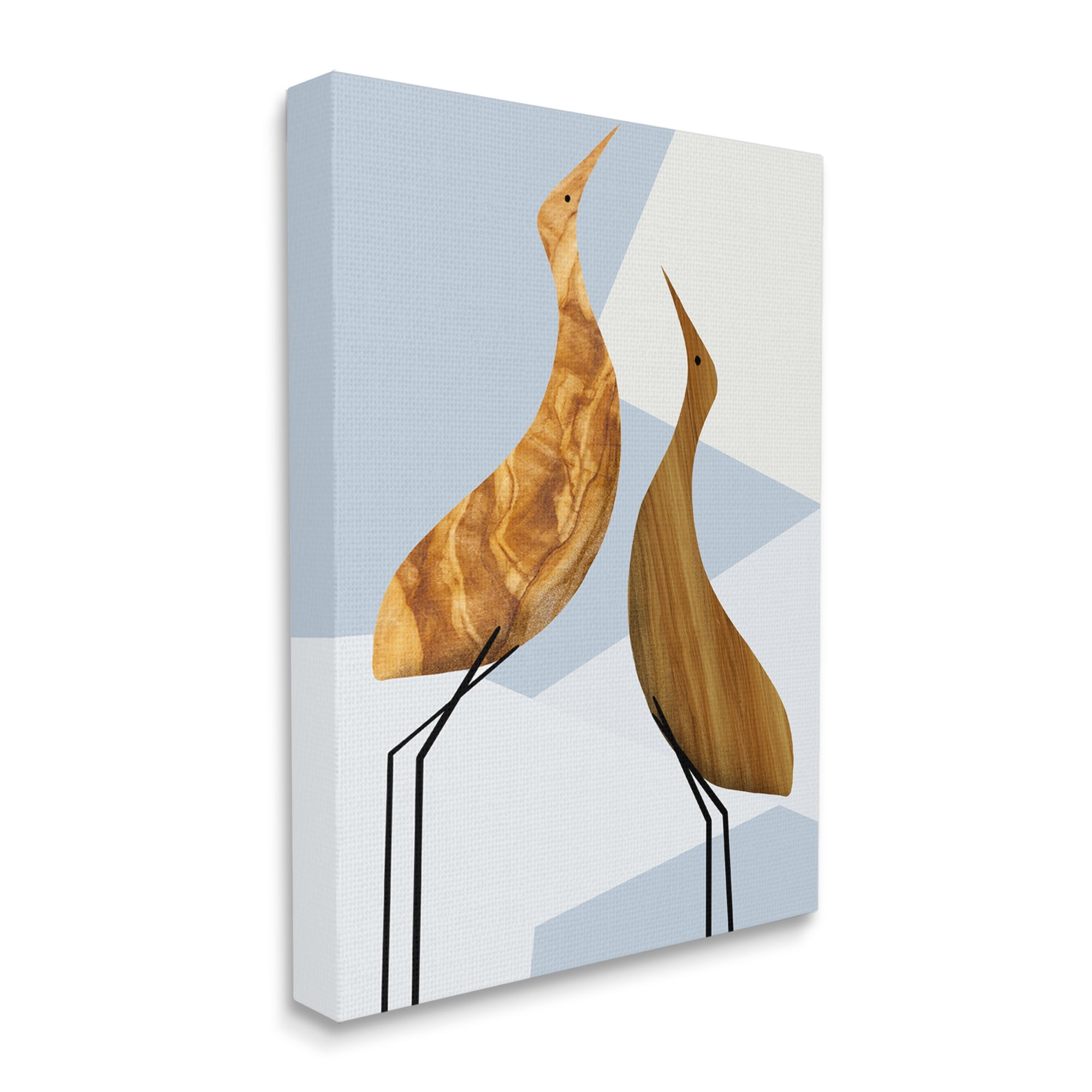 Stupell Industries Tall Tree Pattern Birds Blue Geometric Shapes Canvas Wall Art by Daphne Polselli