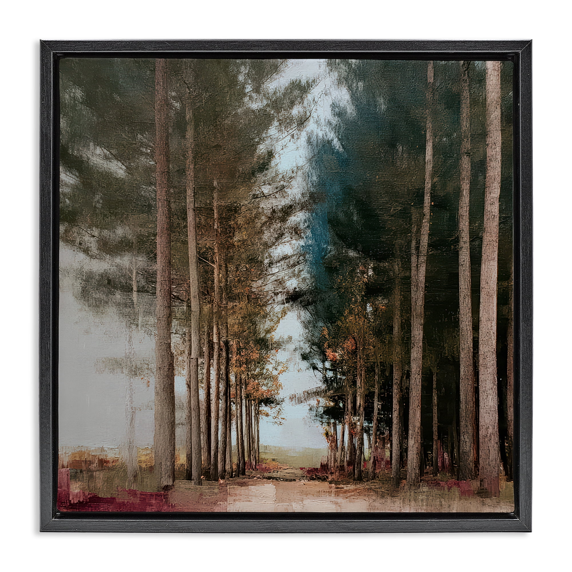 Stupell Industries Tall Trees Pathway Black Framed Floater Canvas Wall Art, design by Kim Curinga