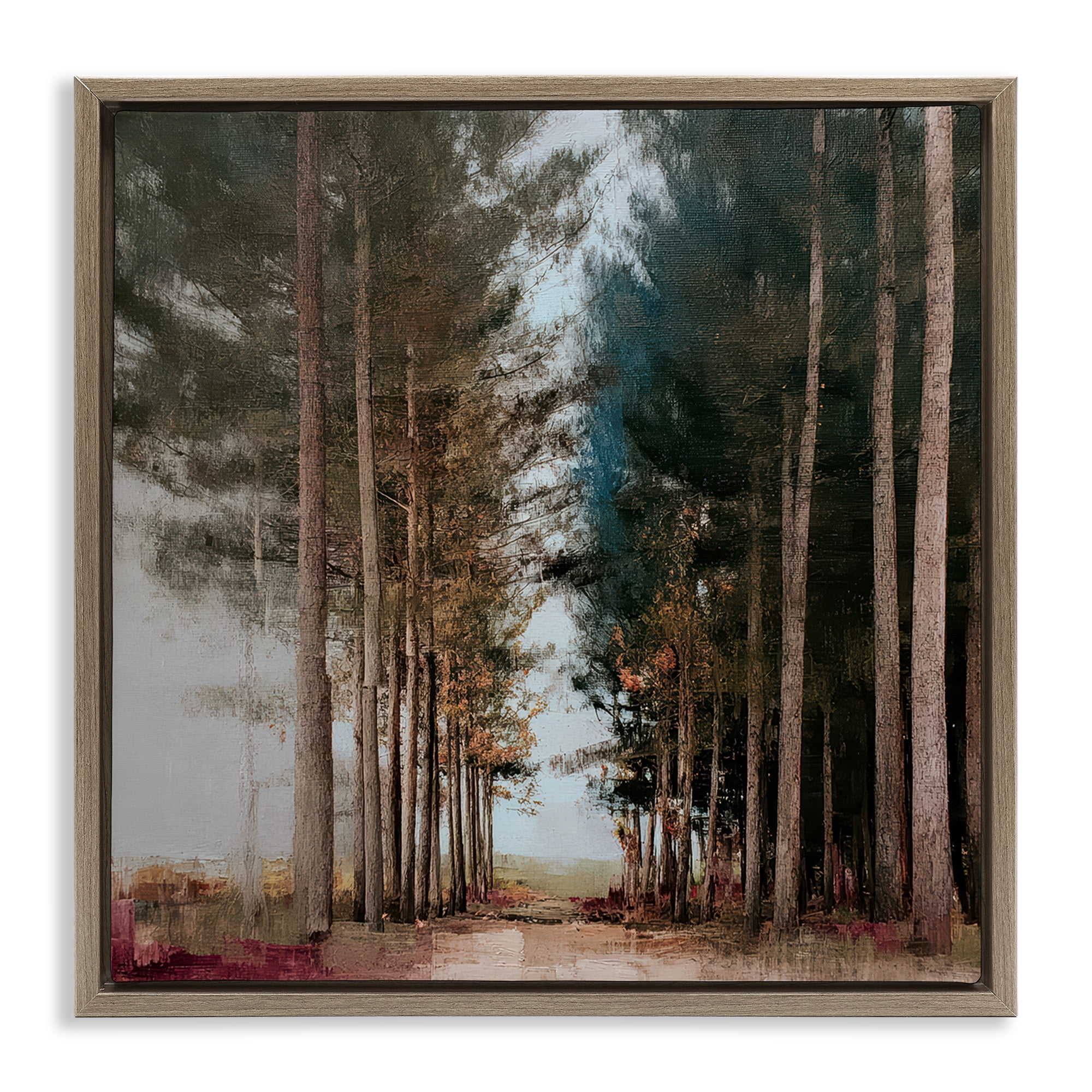 Stupell Industries Tall Trees Pathway Brown Framed Floater Canvas Wall Art, design by Kim Curinga
