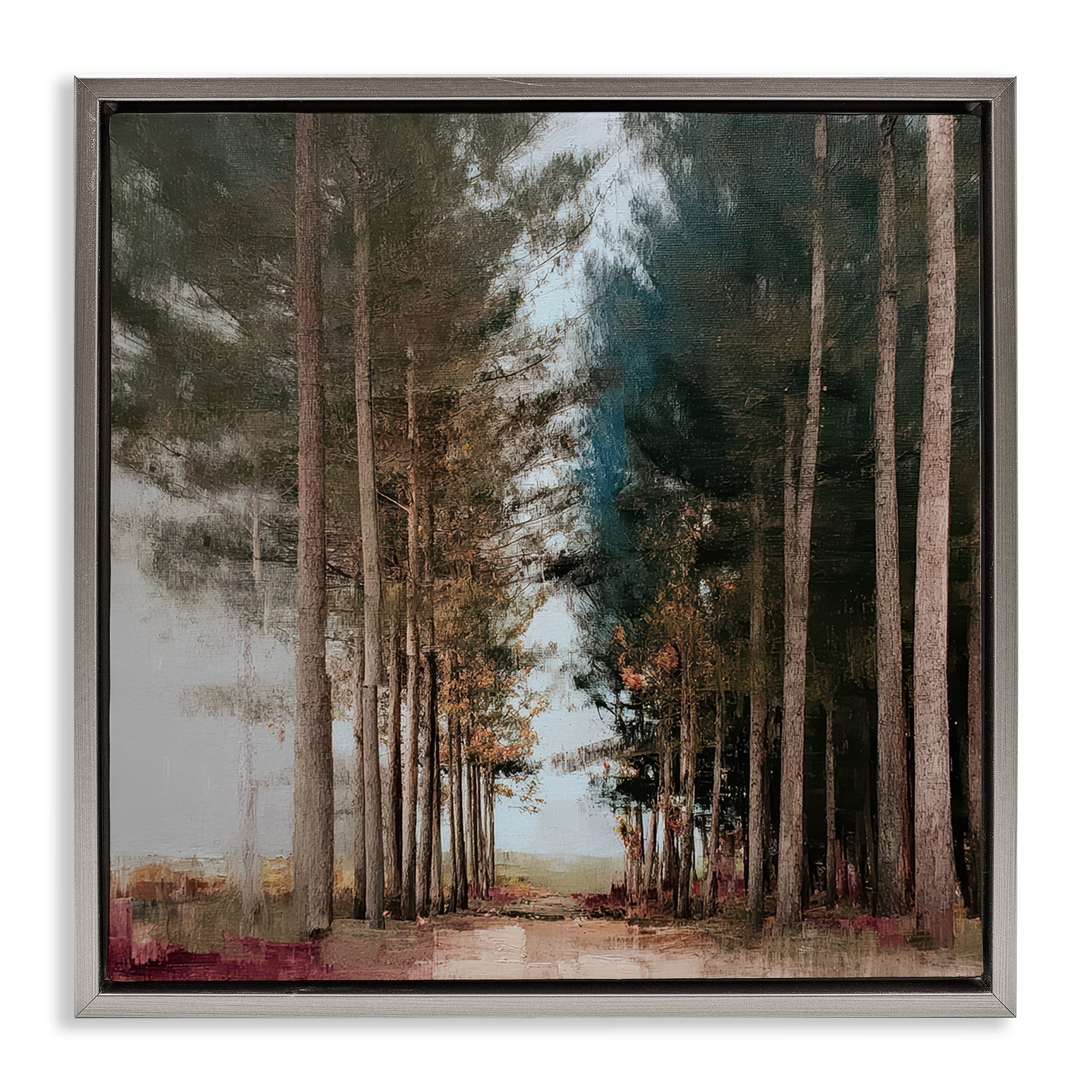 Stupell Industries Tall Trees Pathway Gray Framed Floater Canvas Wall Art, design by Kim Curinga
