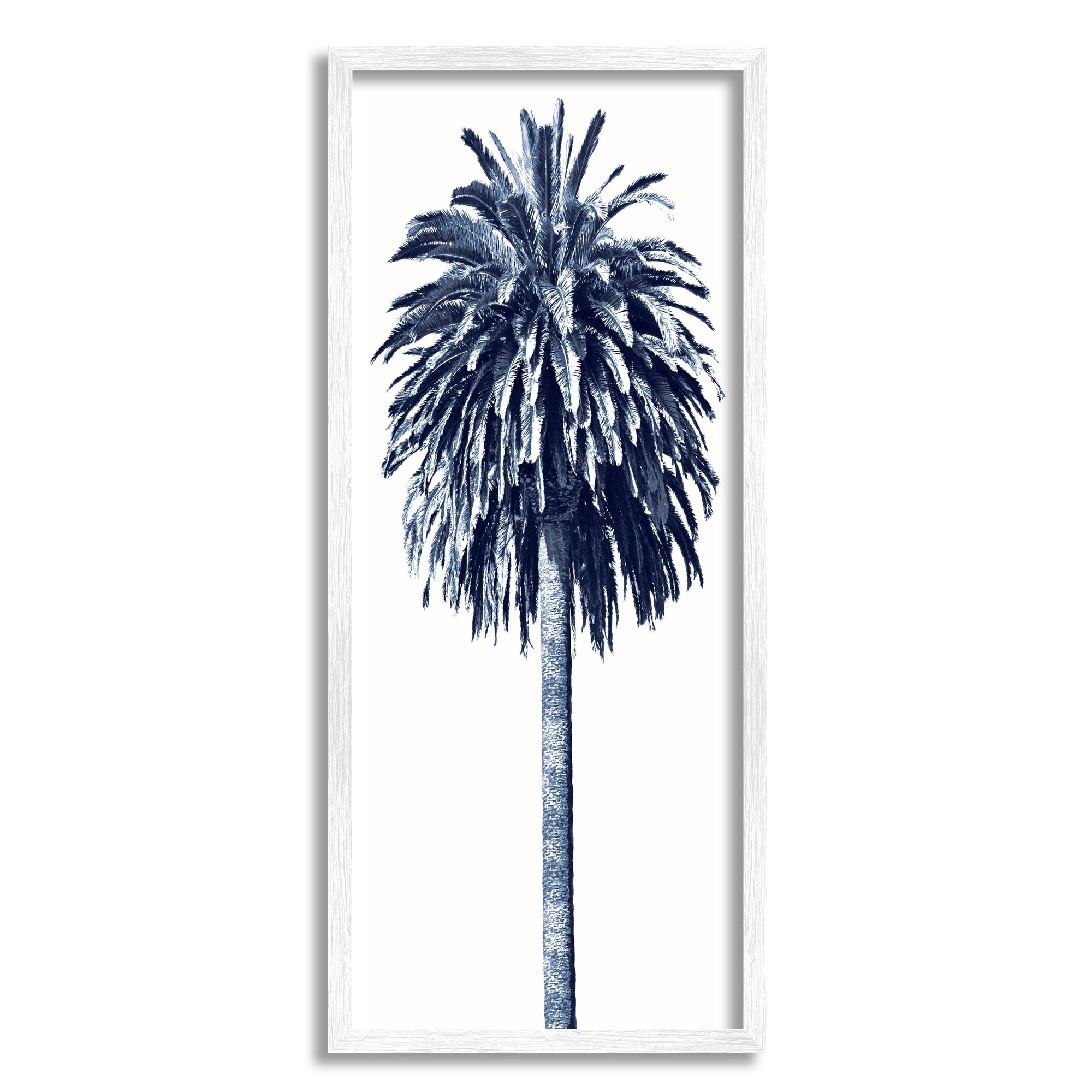 Stupell Industries Tall Tropical Palm Tree Plant Greyscale Photography Framed Wall Art, 10 x 24, Design by Devon Davis