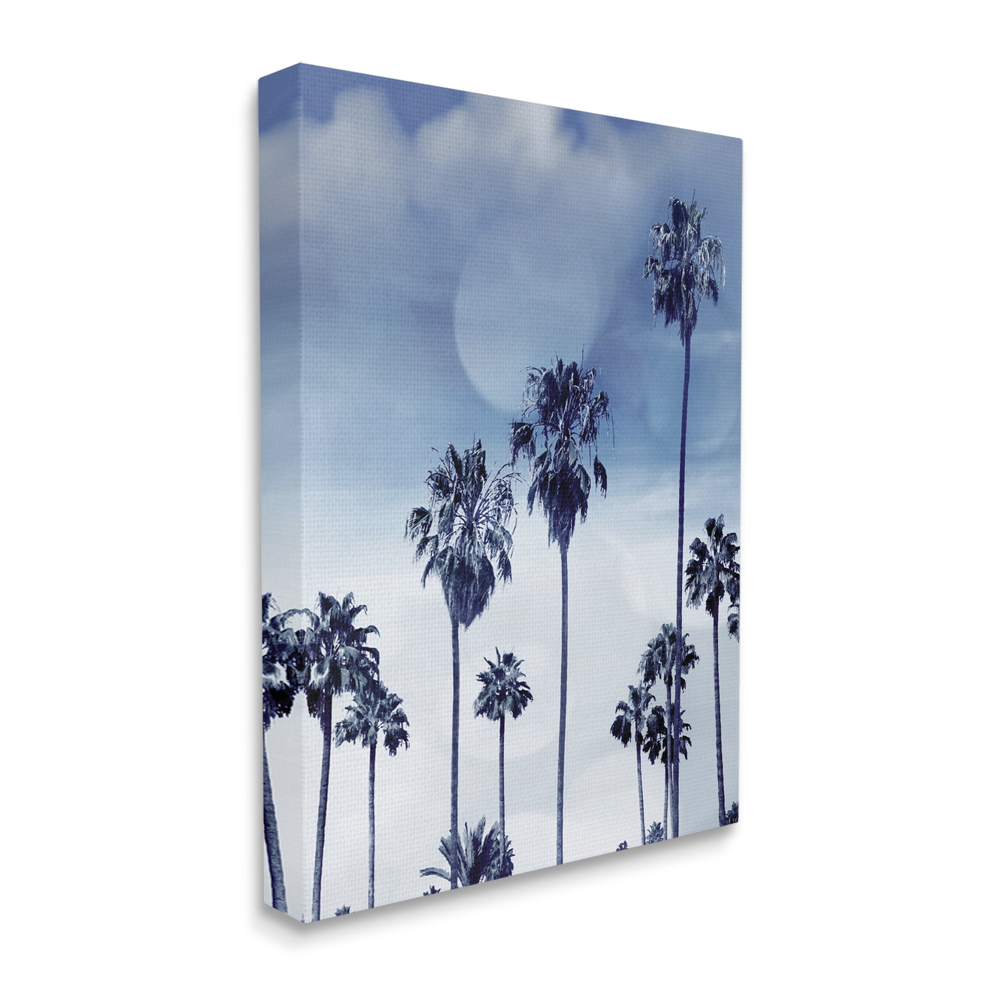 Stupell Industries Tall Tropical Pine Trees Monochromatic Blue Landscape Modern Painting Gallery-Wrapped Canvas Print Wall Art, 36 x 48, Design by Devon Davis