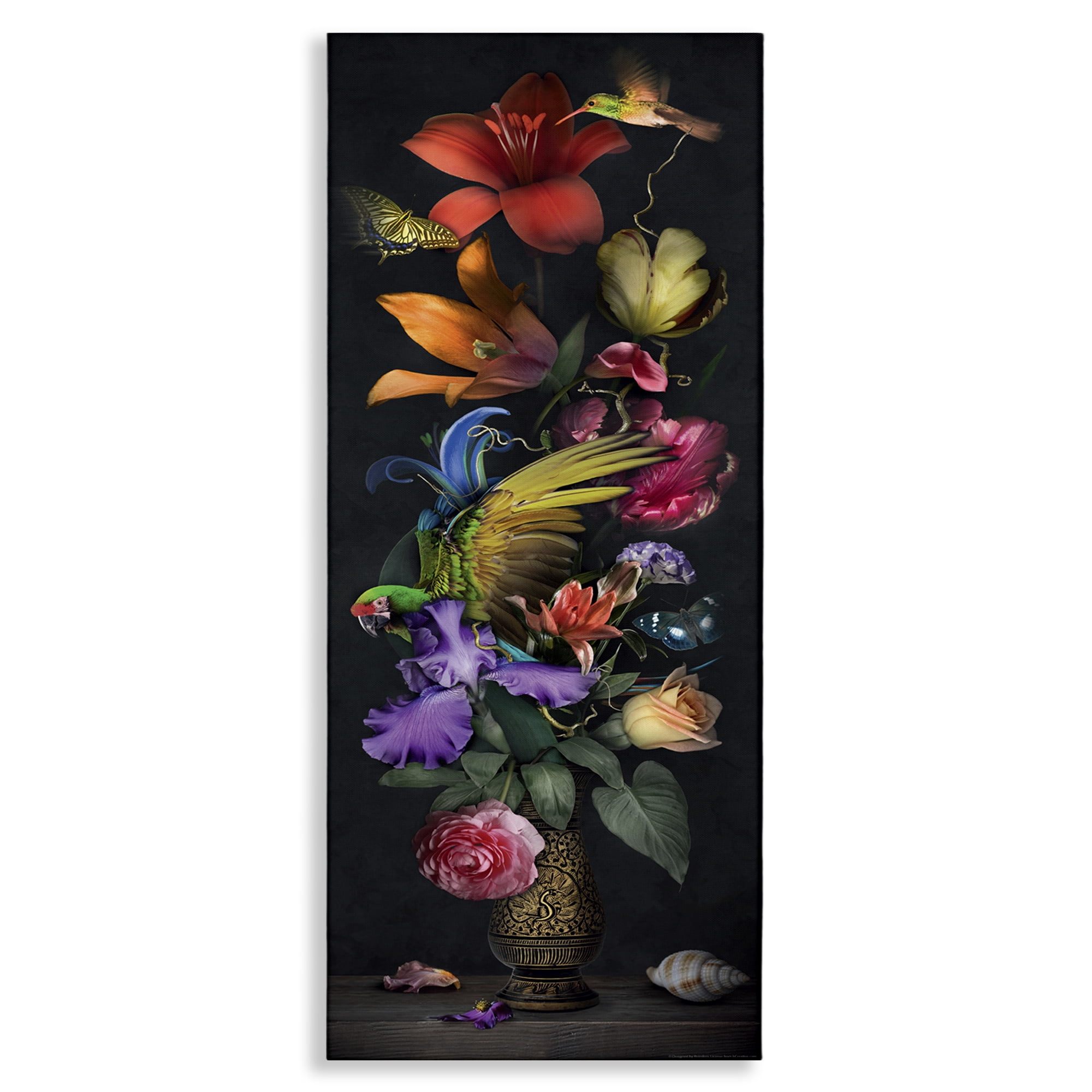 Stupell Industries Tall Vintage Lily Bouquet Plants & Flowers Painting Wrapped Canvas Art Print Wall Art, 10 x 24