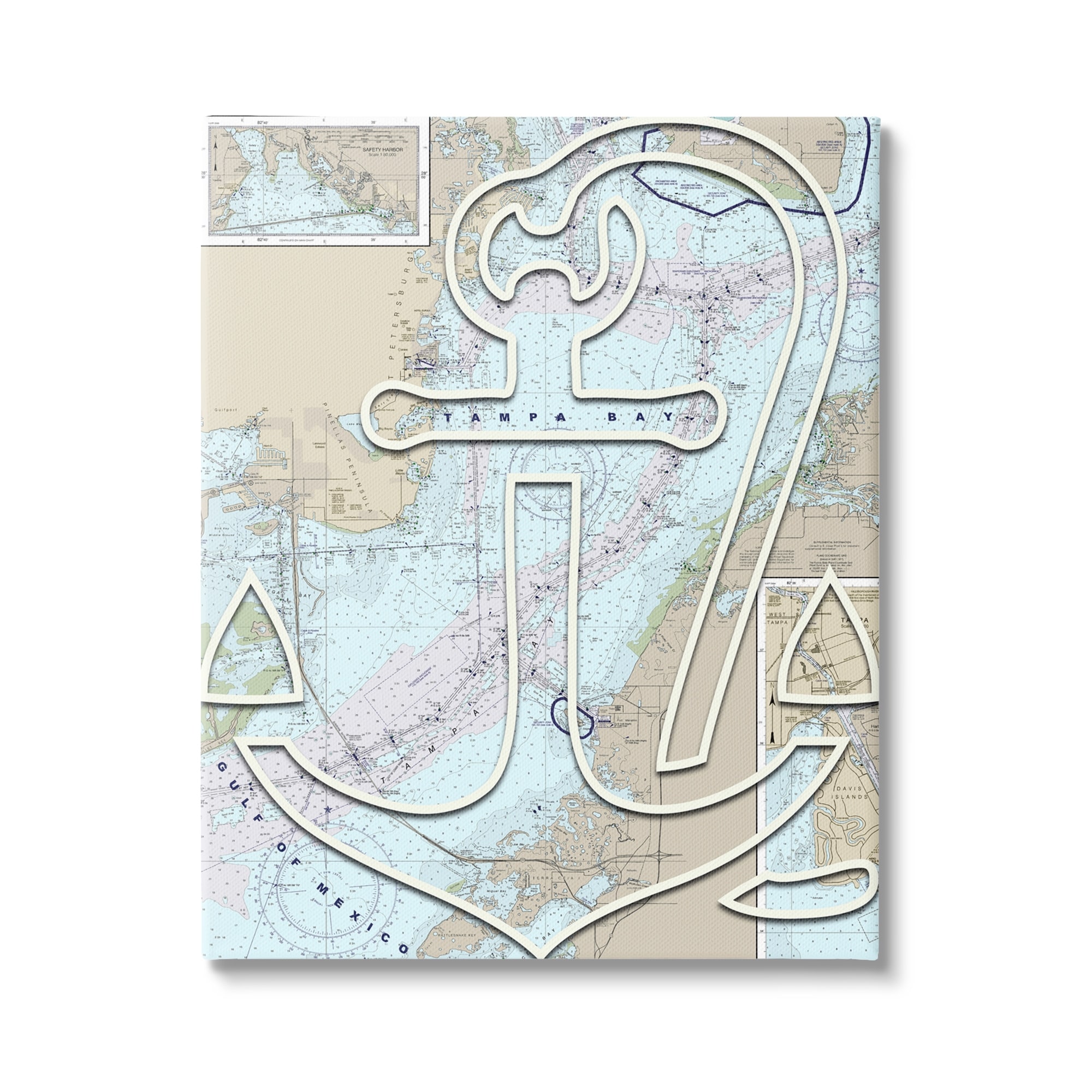 Stupell Industries Tampa Bay Florida Detailed Map Anchor Symbol , 16 x 20, Design by Lil' Rue