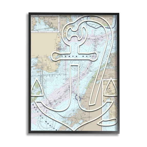 Stupell Industries Tampa Bay Florida Detailed Map Anchor Symbol , 24 x 30, Design by Lil' Rue