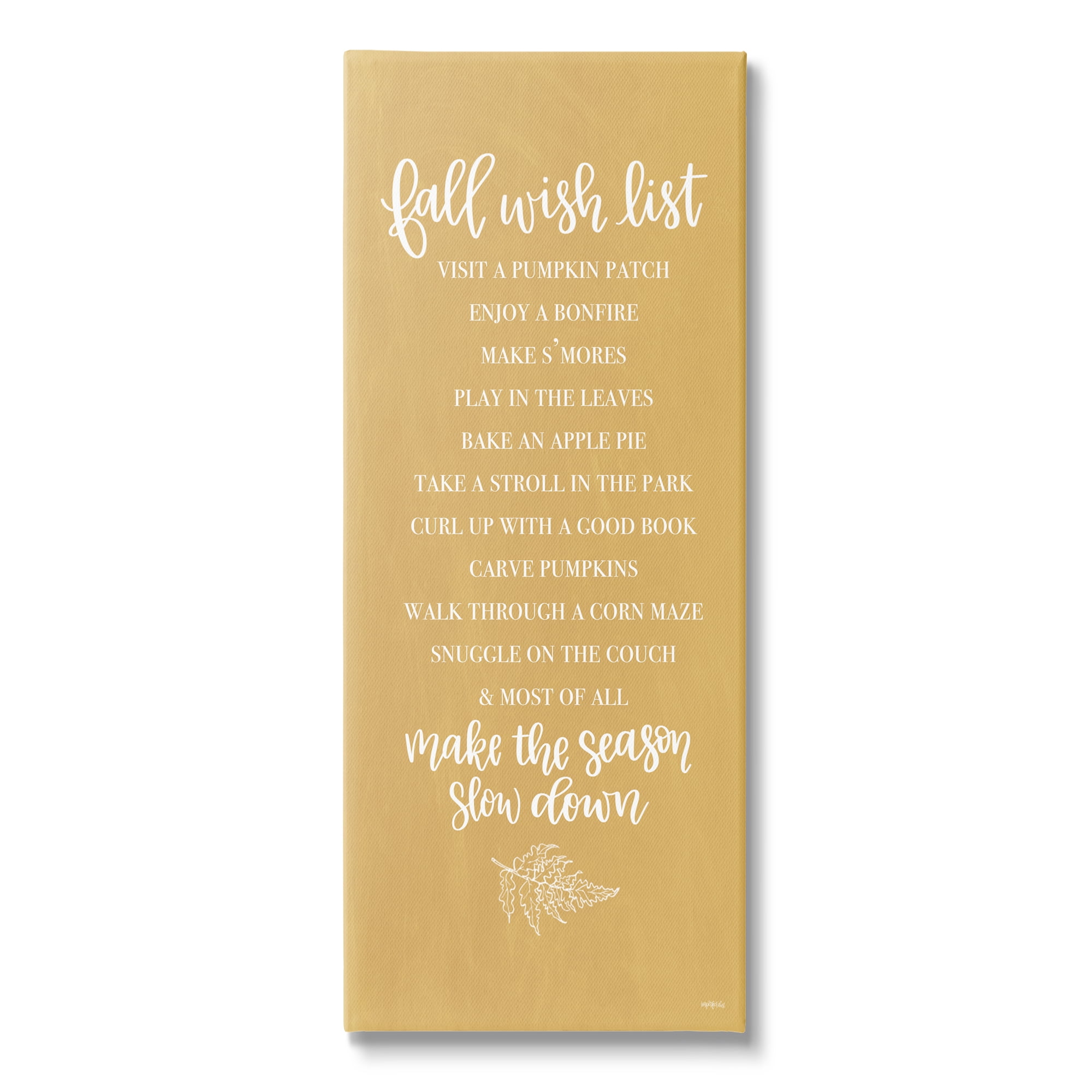 Stupell Industries Tan Fall Wish List Botanical & Floral Painting Gallery Wrapped Canvas Print Wall Art, 10 x 24