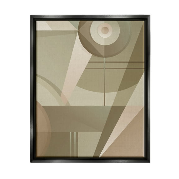 Stupell Industries Tan Geometric Abstract Abstract Painting Black Floater Framed Canvas Art Print Wall Art, 17 x 21