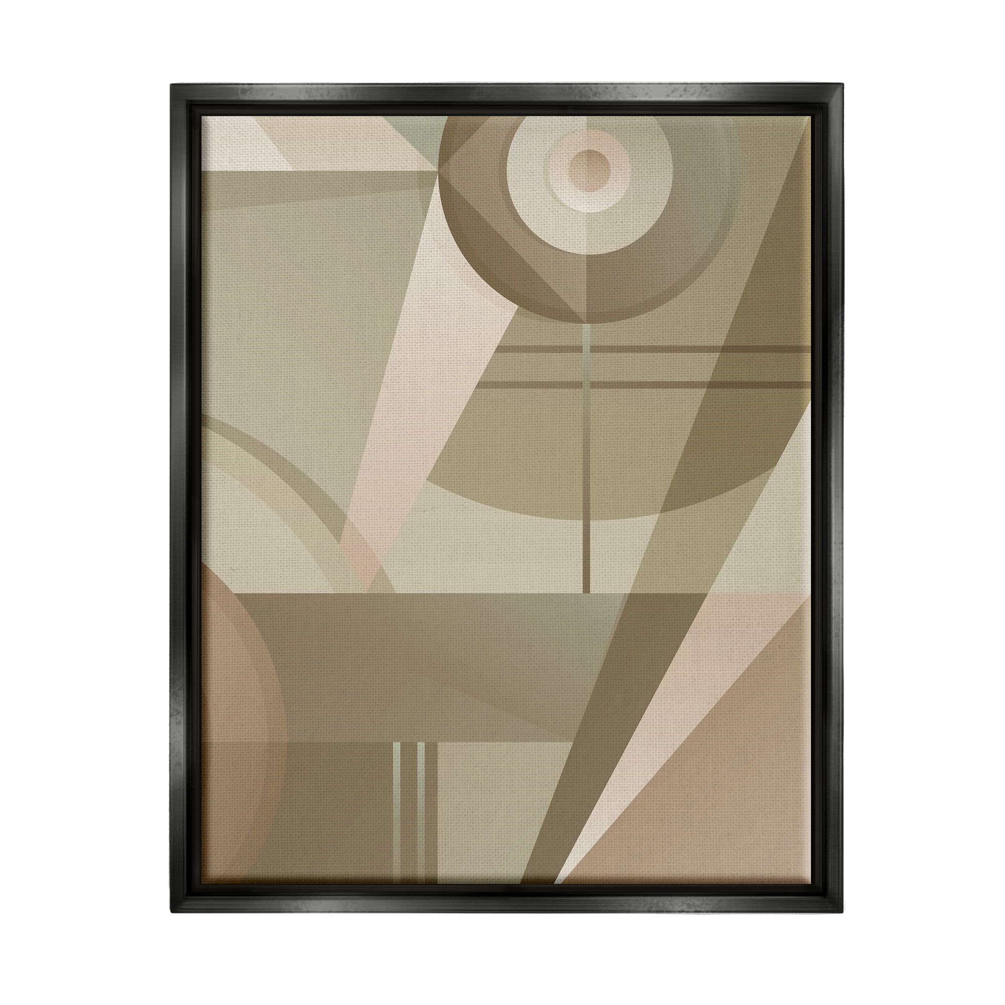 Stupell Industries Tan Geometric Abstract Abstract Painting Black Floater Framed Canvas Art Print Wall Art, 25 x 31