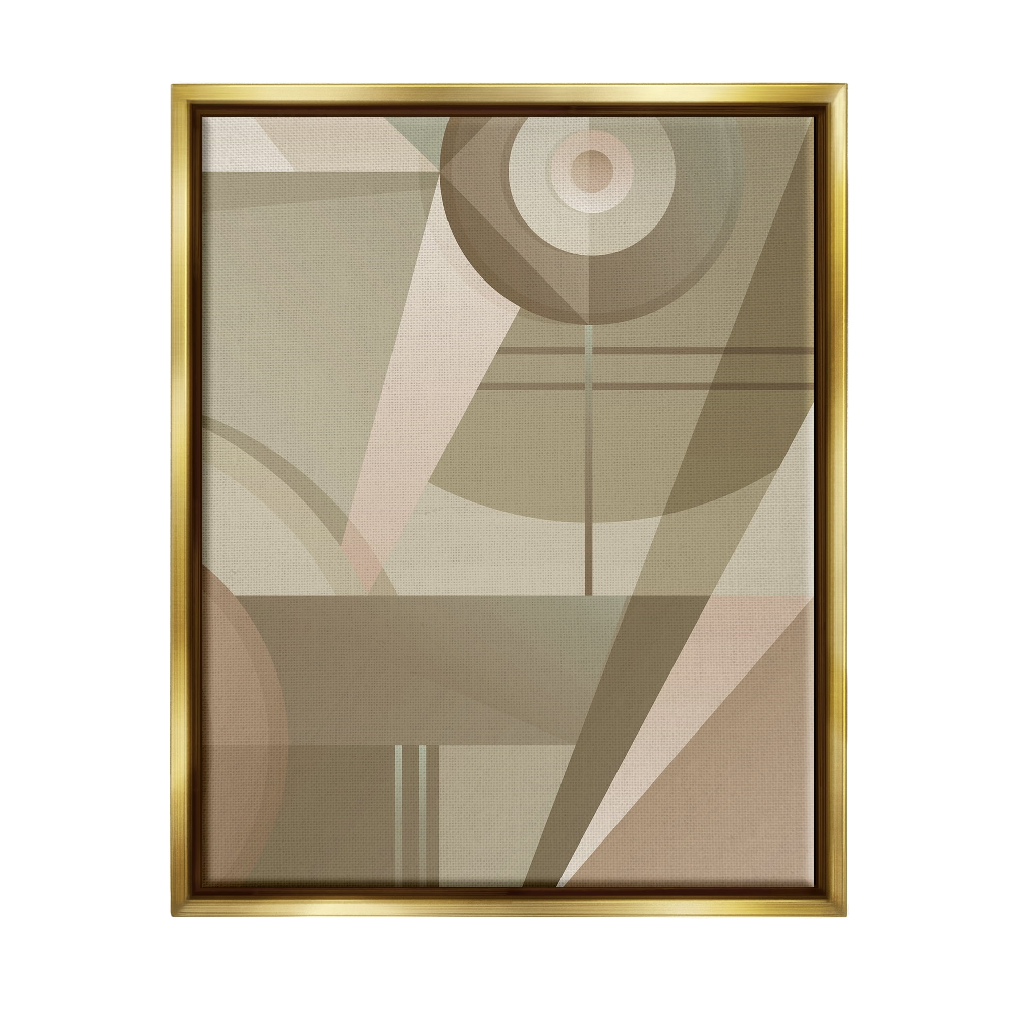 Stupell Industries Tan Geometric Abstract Abstract Painting Gold Floater Framed Canvas Art Print Wall Art, 25 x 31
