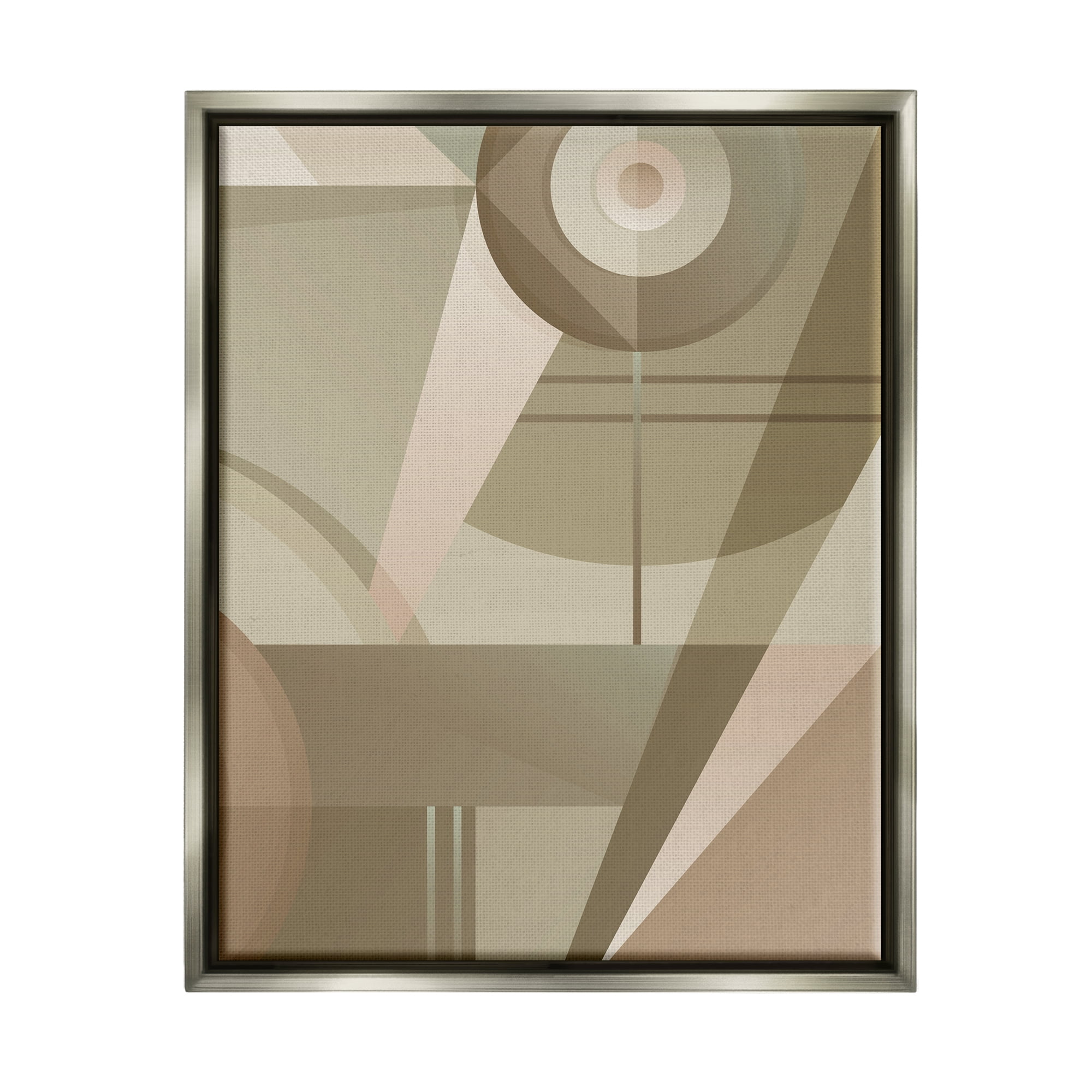 Stupell Industries Tan Geometric Abstract Abstract Painting Gray Floater Framed Canvas Art Print Wall Art, 17 x 21