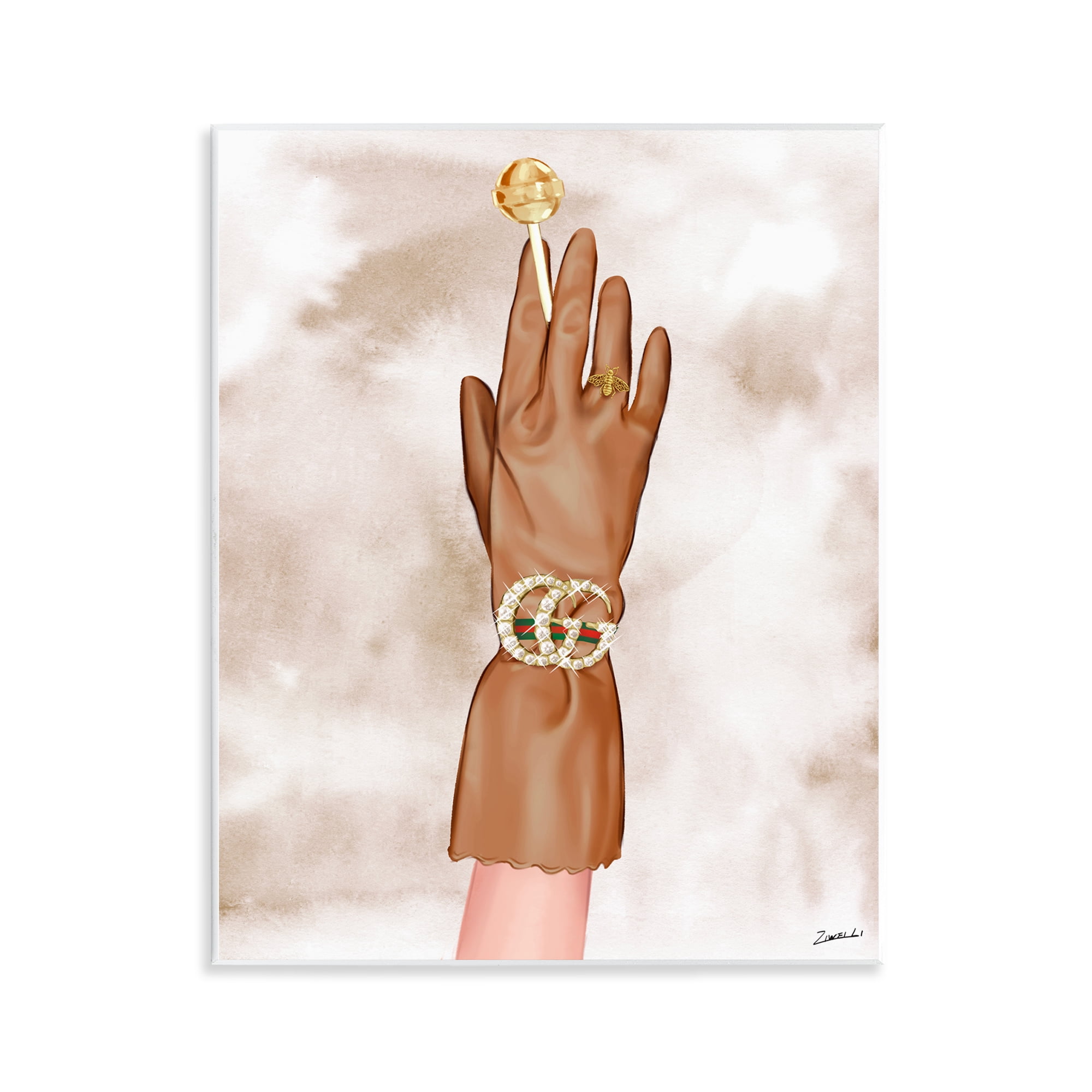Stupell Industries Tan Glamorous Glove Fashion Painting Unframed Art Print Wall Art, 11 x 14