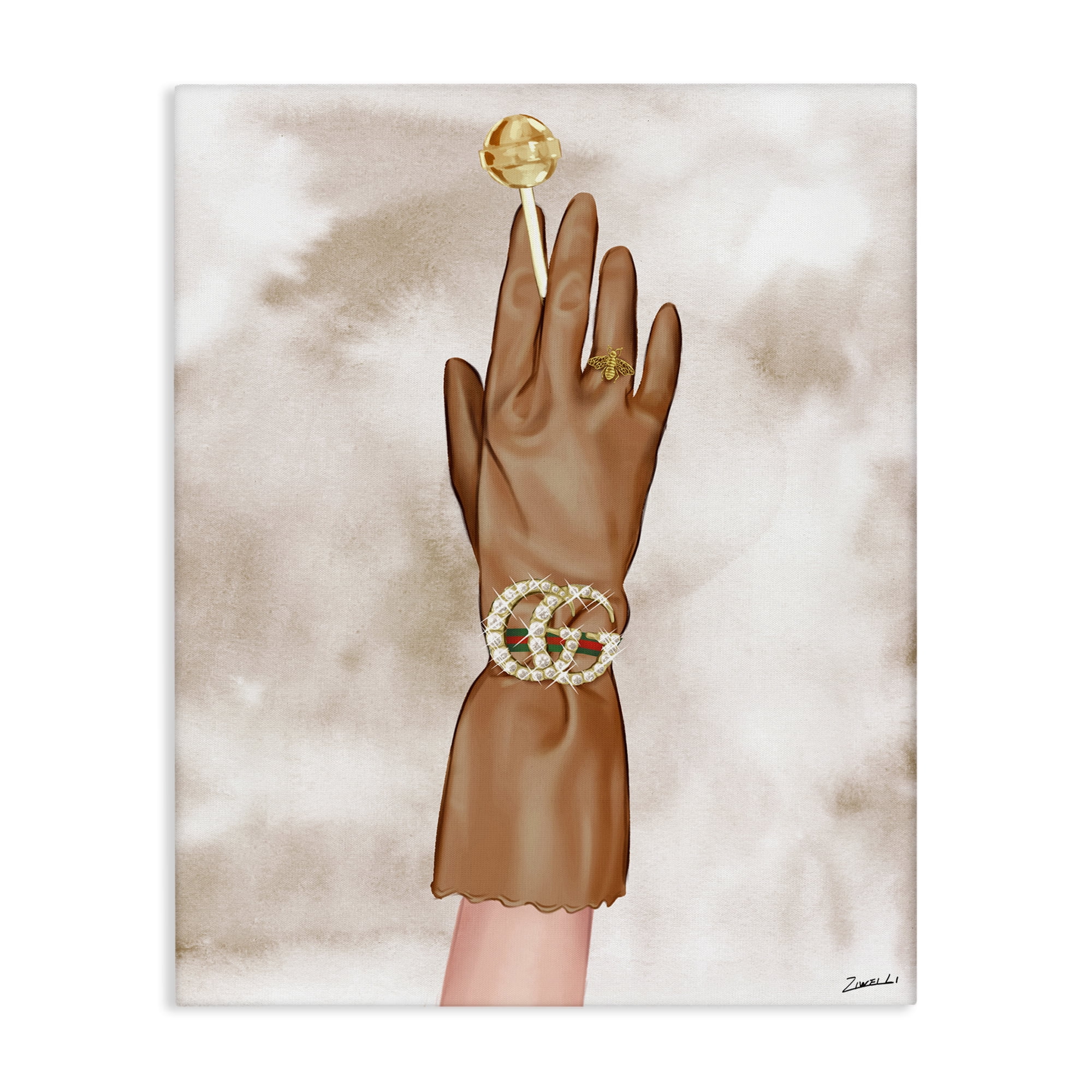Stupell Industries Tan Glamorous Glove Fashion Painting Wrapped Canvas Art Print Wall Art, 24 x 30