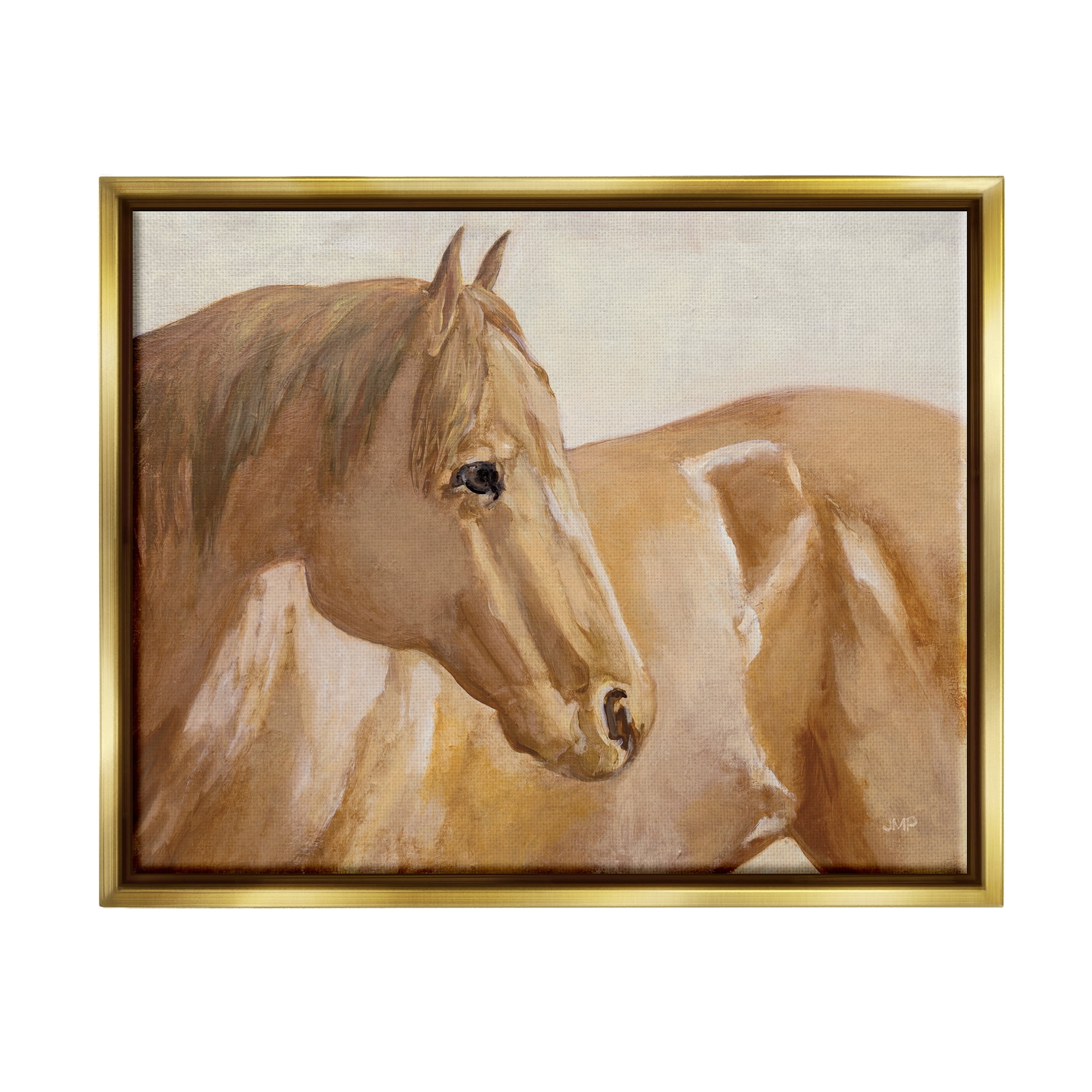Stupell Industries Tan Horse Painting Animals & Insects Painting Gold Floater Framed Art Print Wall Art, 21 x 17