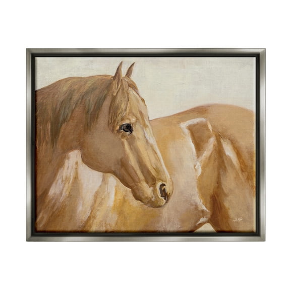 Stupell Industries Tan Horse Painting Animals & Insects Painting Gray Floater Framed Art Print Wall Art, 21 x 17