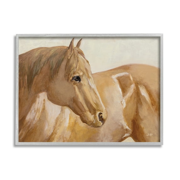 Stupell Industries Tan Horse Painting Animals & Insects Painting Gray Framed Art Print Wall Art, 14 x 11