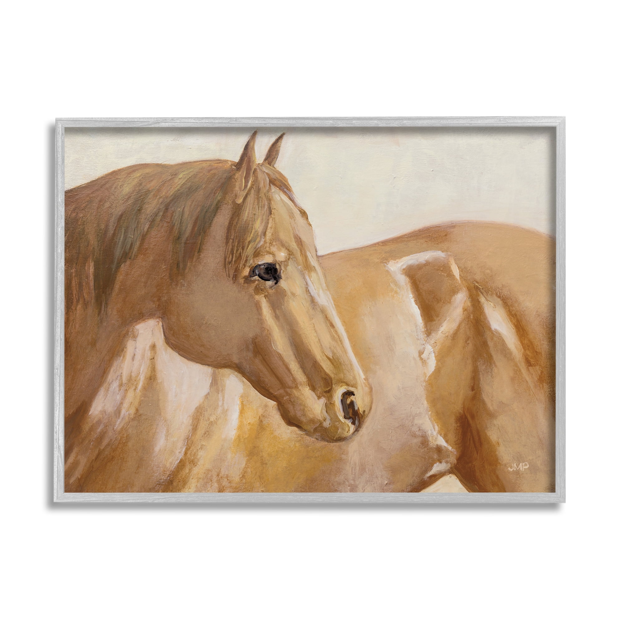 Stupell Industries Tan Horse Painting Animals & Insects Painting Gray Framed Art Print Wall Art, 30 x 24