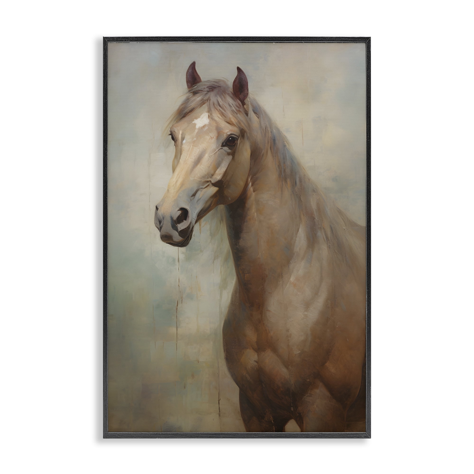 Stupell Industries Tan Horse Visage Animals & Insects Painting Black Framed Art Print Wall Art, 16 x 24