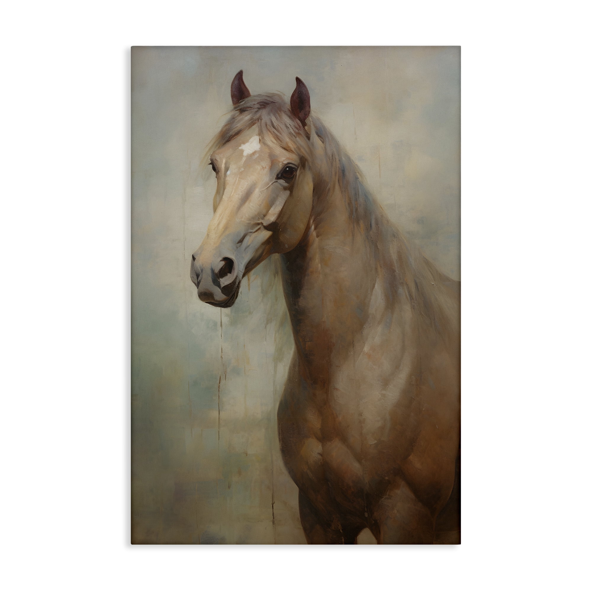 Stupell Industries Tan Horse Visage Animals & Insects Painting Gallery Wrapped Canvas Art Print Wall Art, 24 x 36