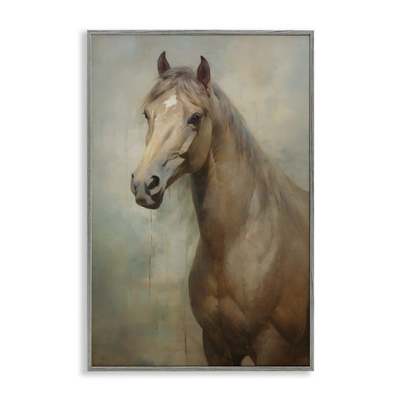 Stupell Industries Tan Horse Visage Animals & Insects Painting Gray Framed Art Print Wall Art, 20 x 30