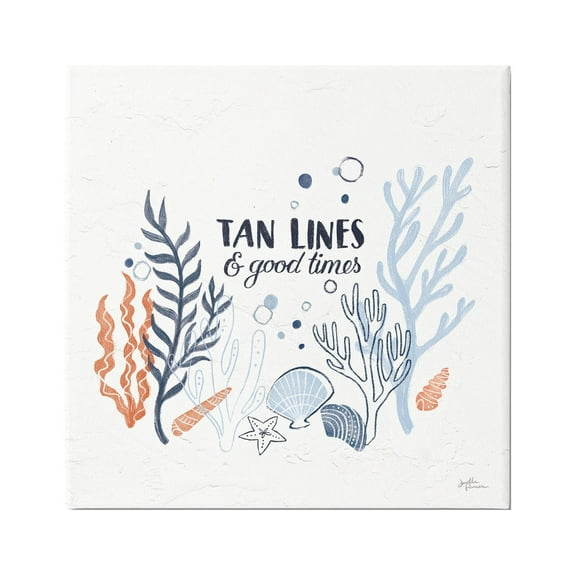 Stupell Industries Tan Lines & Good Times Beach Quote Graphic Art Gallery Wrapped Canvas Print Wall Art, Design by Janelle Penner