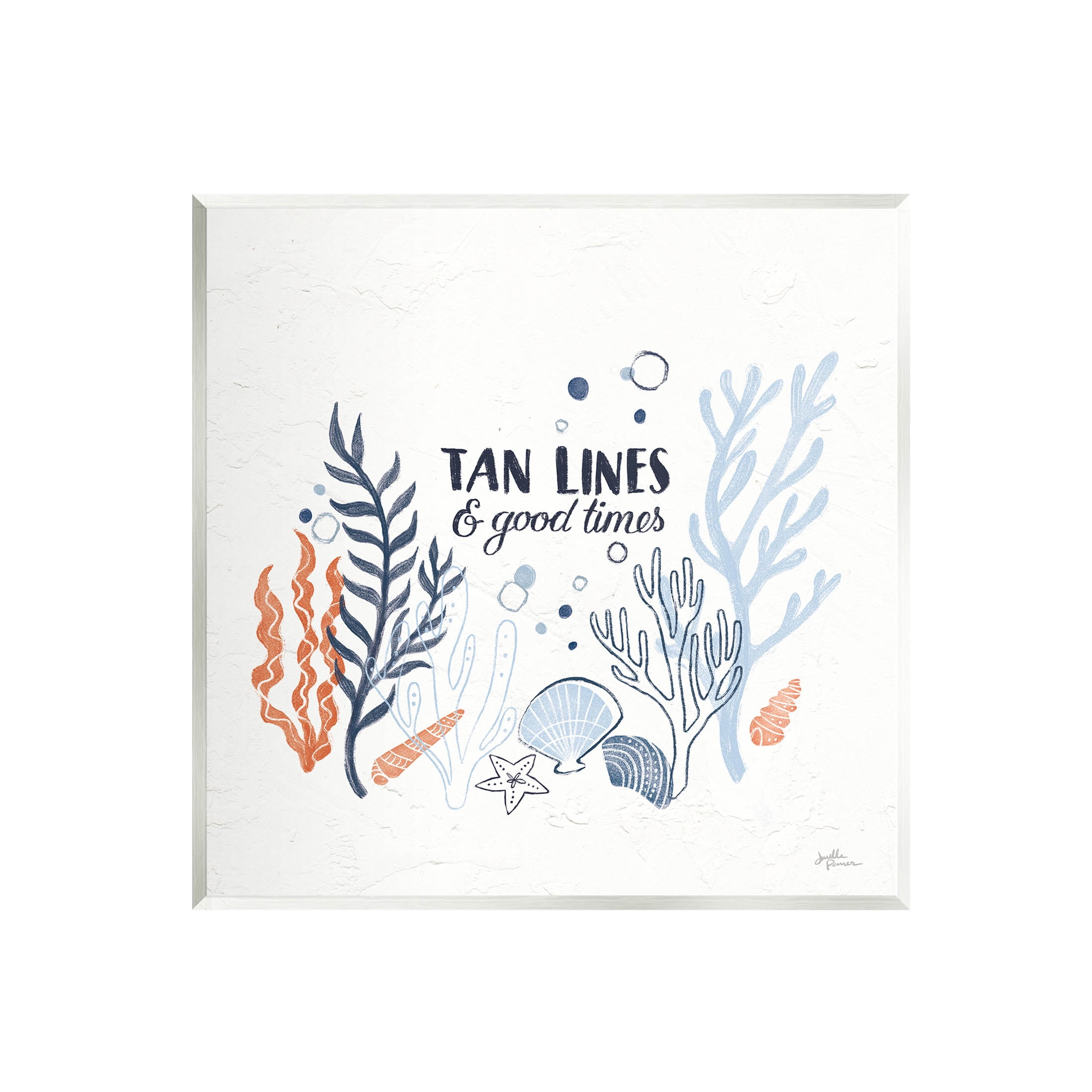 Stupell Industries Tan Lines & Good Times Beach Quote Graphic Art Unframed Art Print Wall Art, Design by Janelle Penner